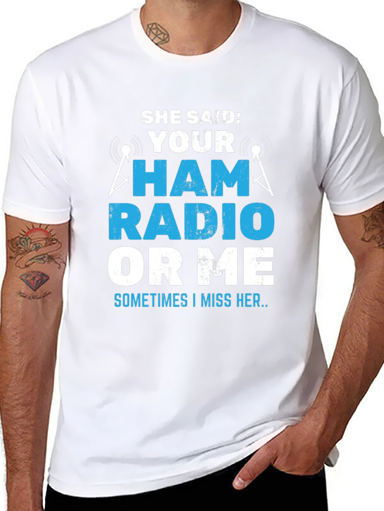 Black Ham Radio T-Shirt - She Said: Your Ham Radio or Me? view 8