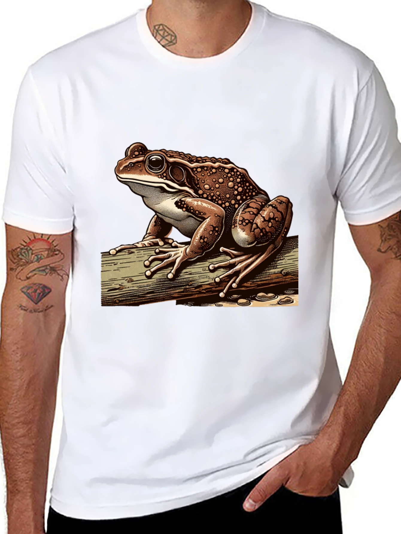 Black Frog Graphic Print Tee - Cool Nature Lover's Shirt view 8
