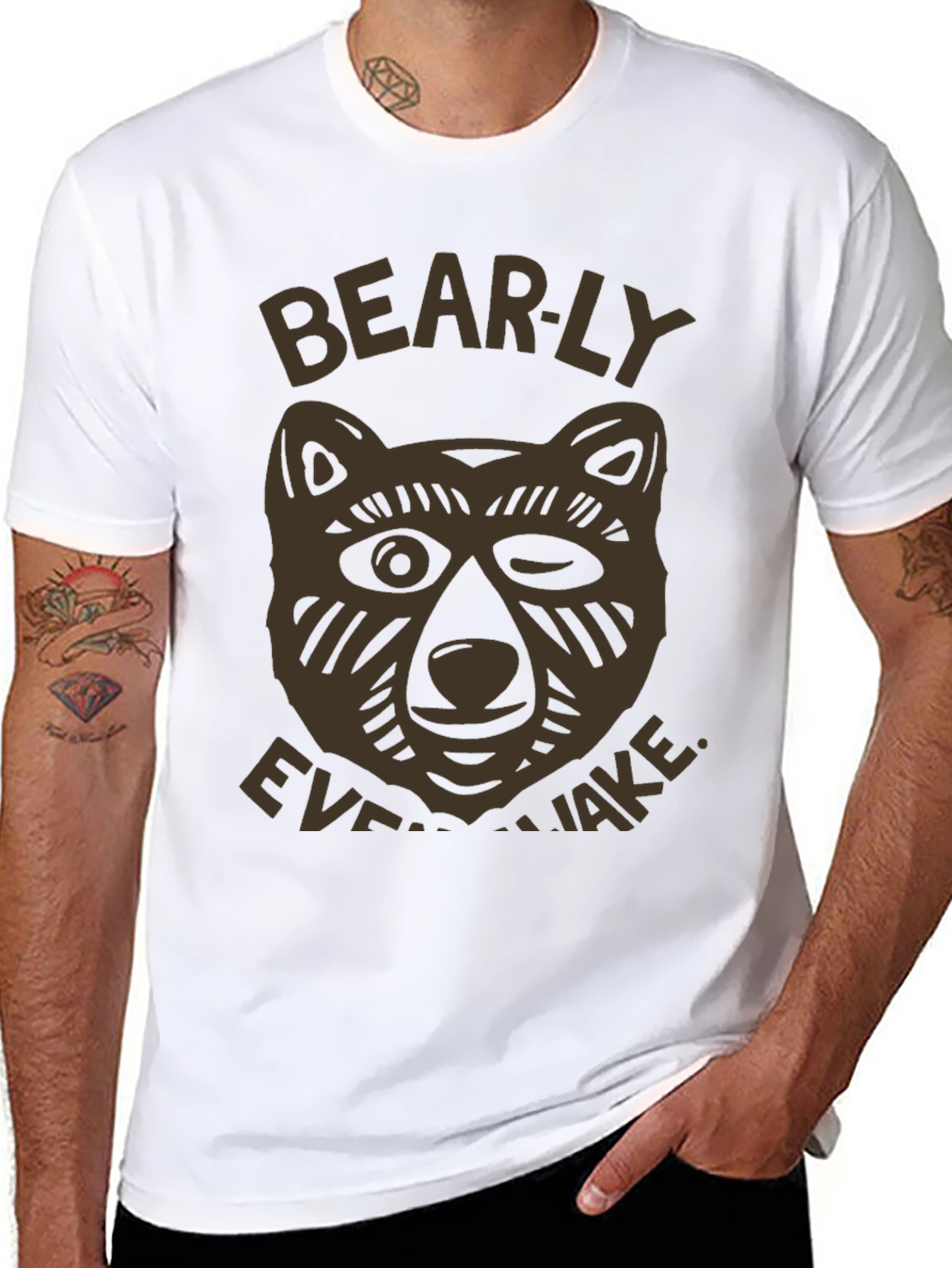 Black Bearly Awake Graphic T-Shirt - Men's Black Tee view 8