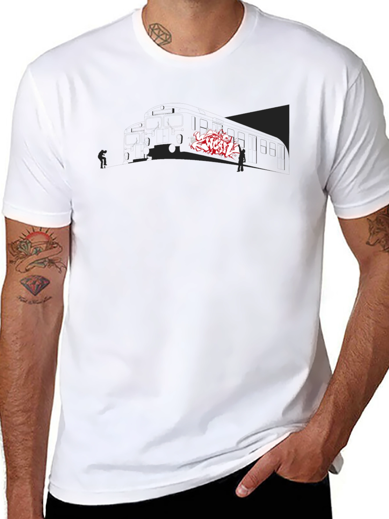 Black Urban Graffiti Tee - Street Art Inspired Graphic Print view 8