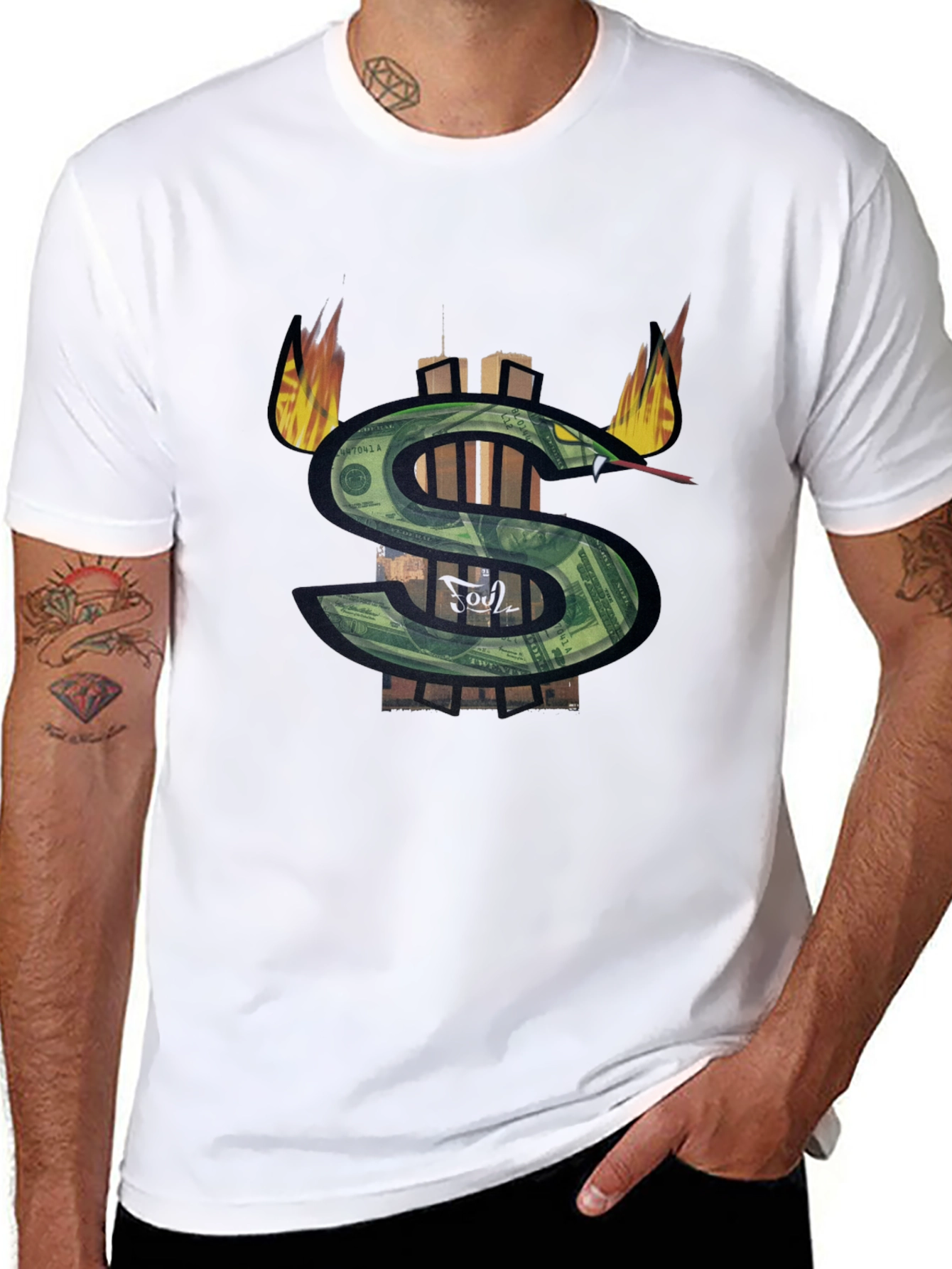Black Money Snake Graphic Tee - Black view 8
