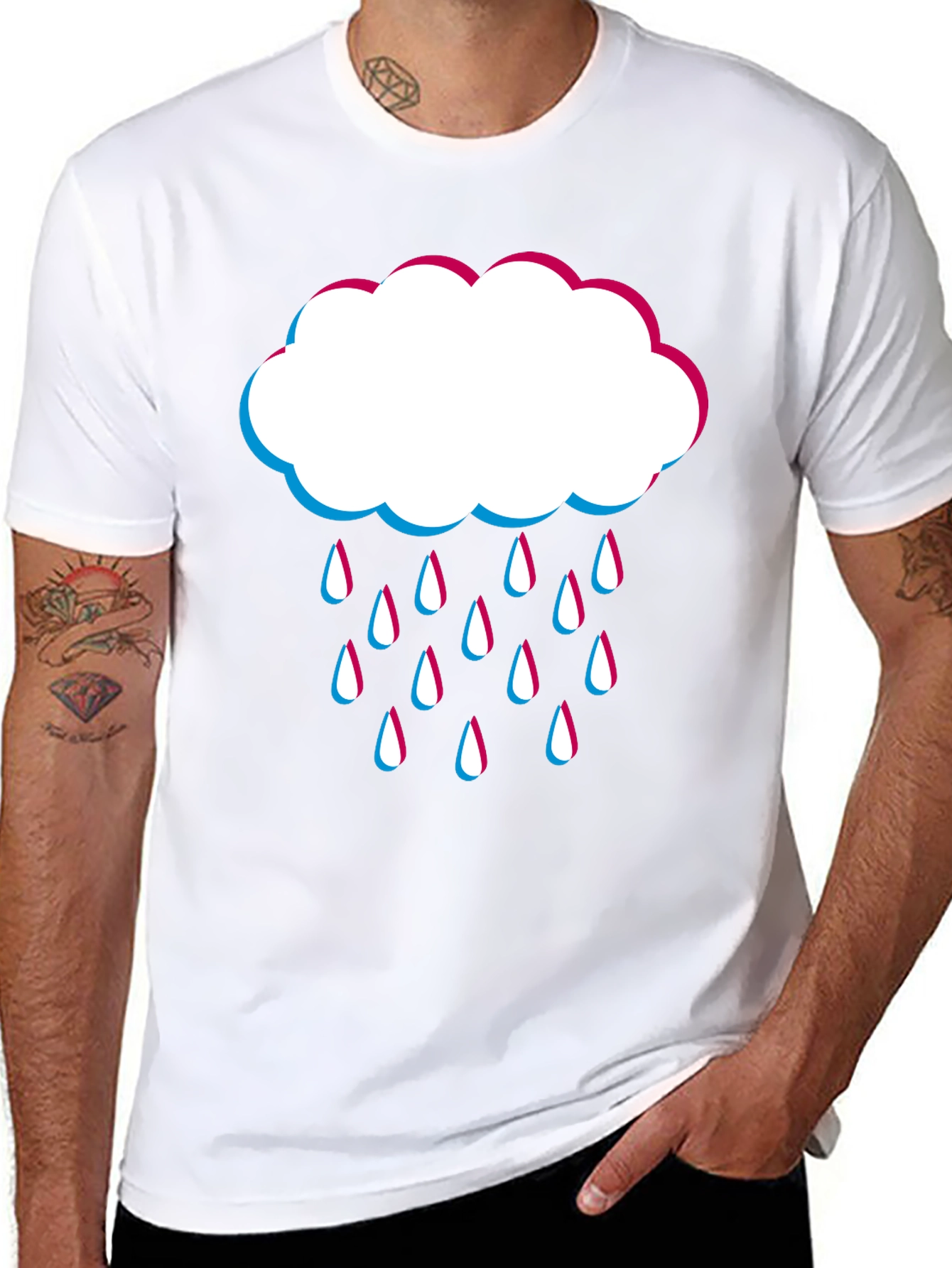 Black Rain Cloud Graphic Tee - Black Cotton Blend view 8