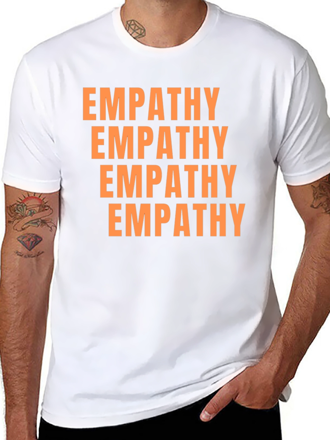 Black Empathy Graphic Tee - Unisex Black Cotton T-Shirt view 8