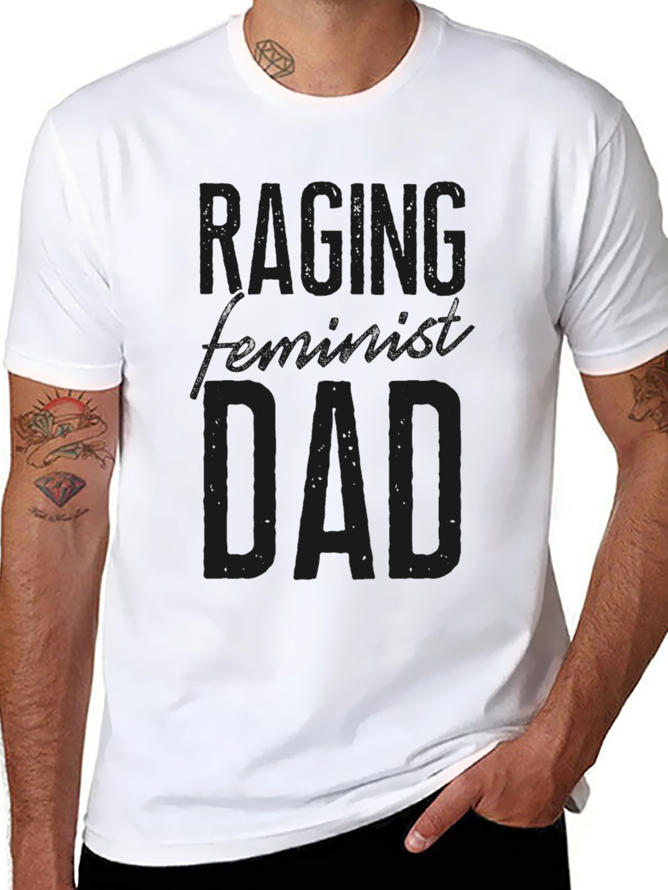 Black Raging Feminist Dad Graphic T-Shirt view 8