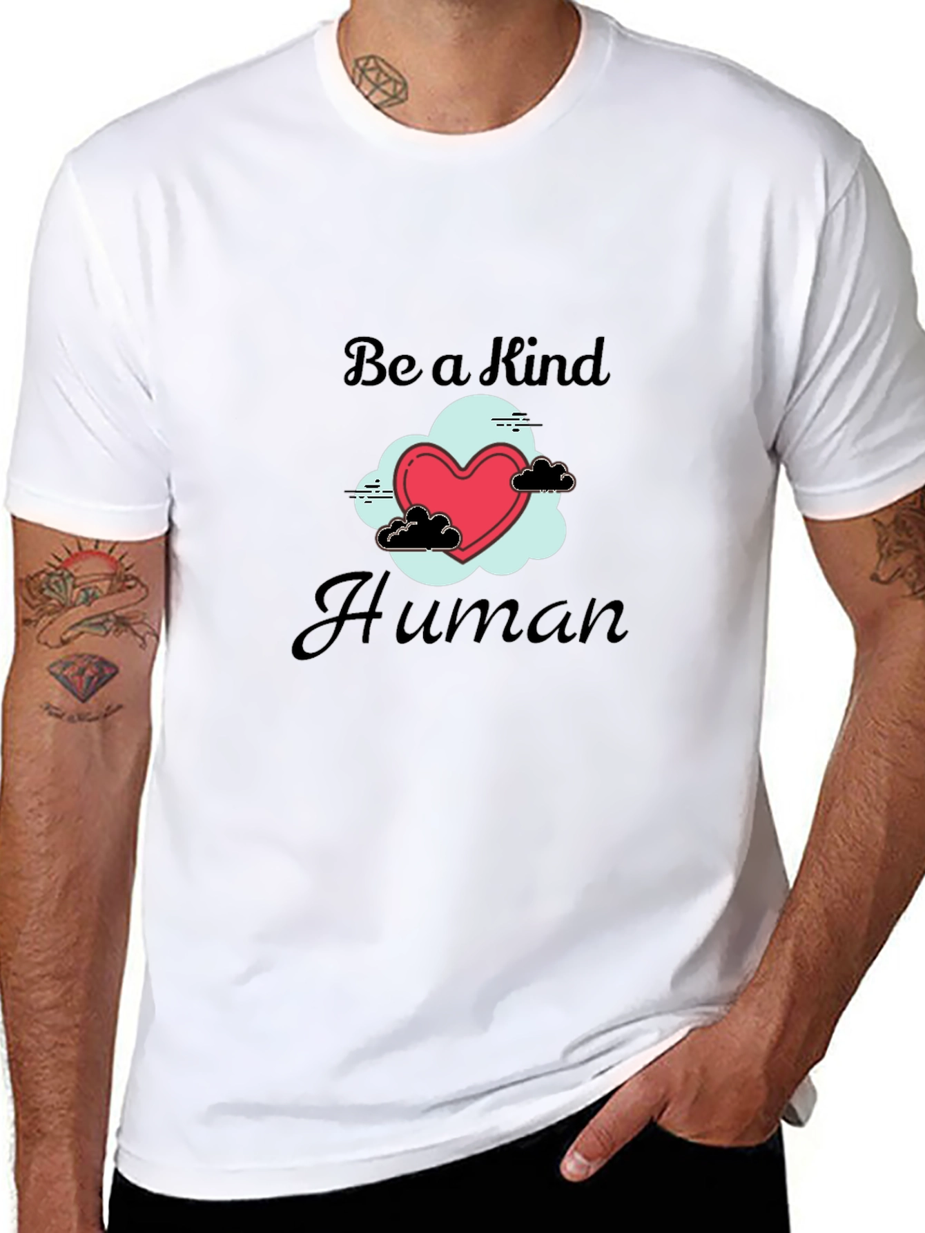 Black Be a Kind Human Graphic T-Shirt view 8