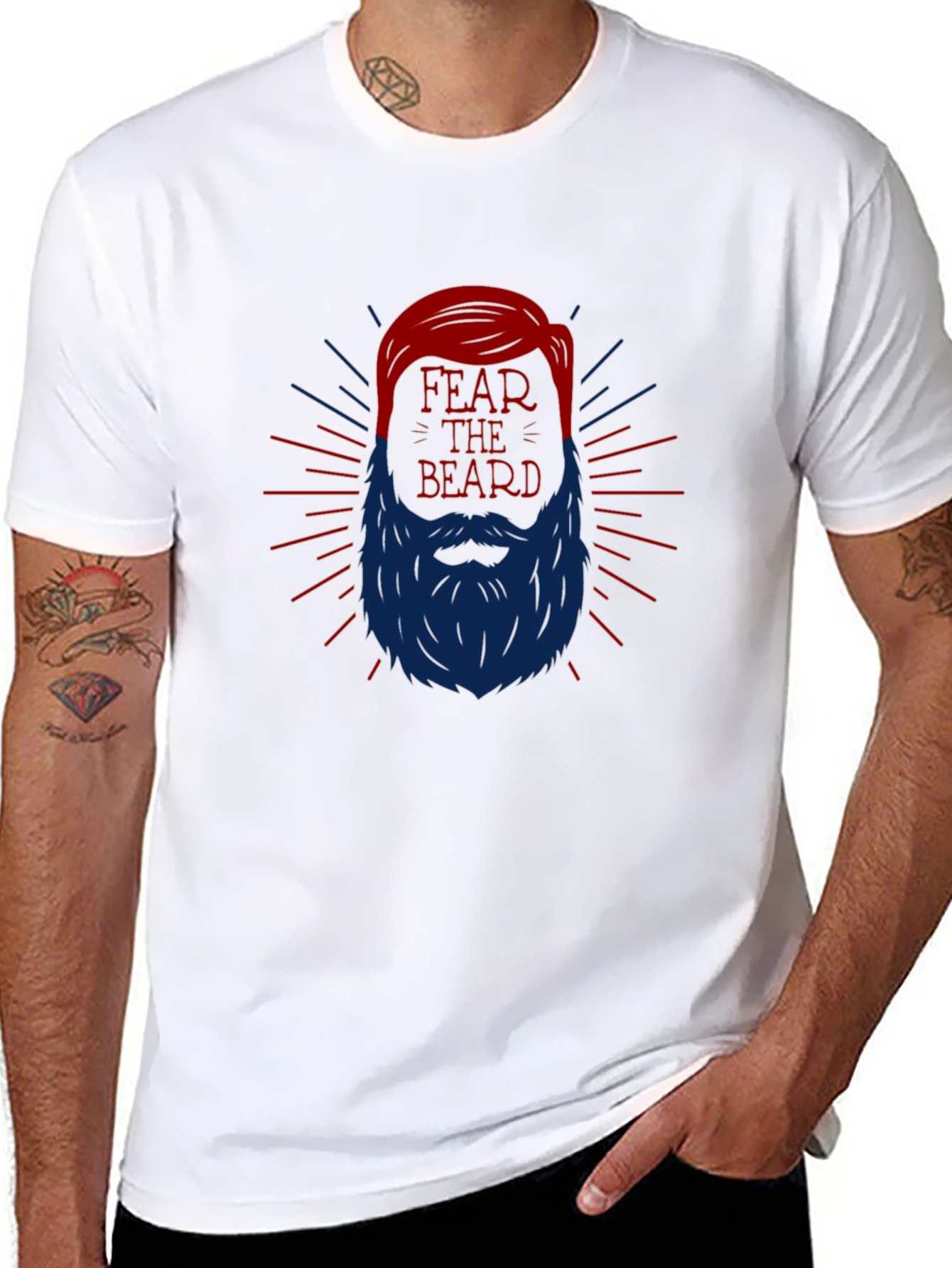 Black Fear the Beard Graphic Tee - Black view 8