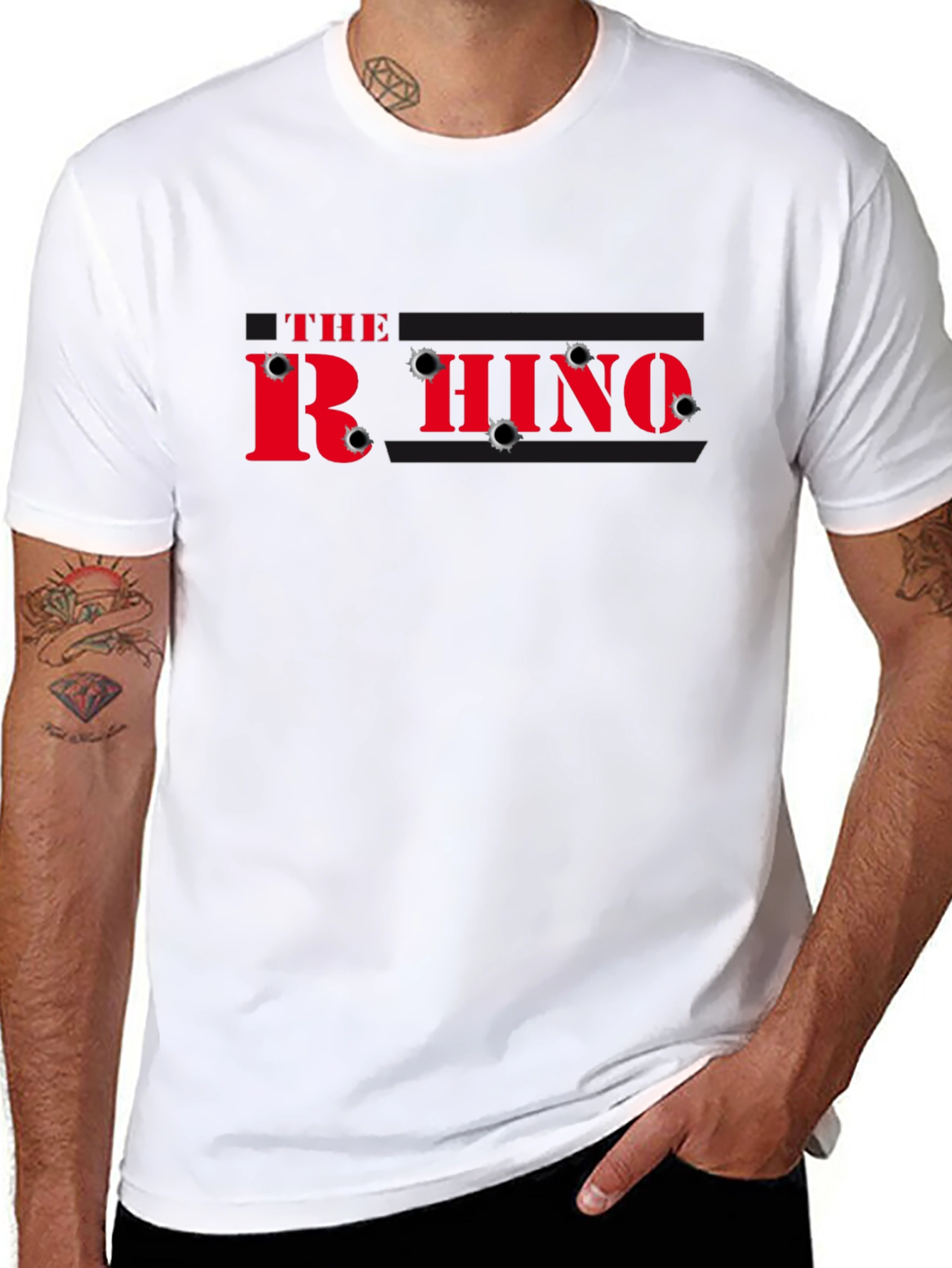 Black The Rhino Bullet Hole T-Shirt view 8