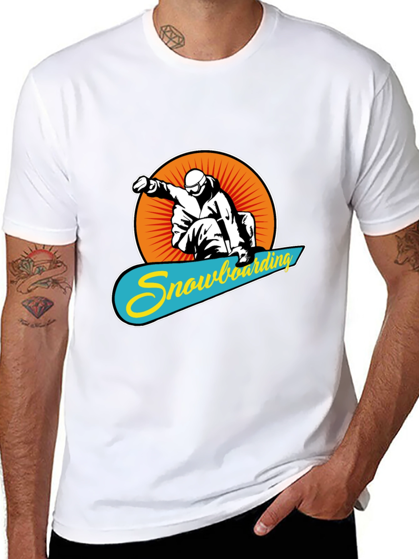 Black Snowboarding Graphic Tee - Black Crew Neck T-Shirt view 8