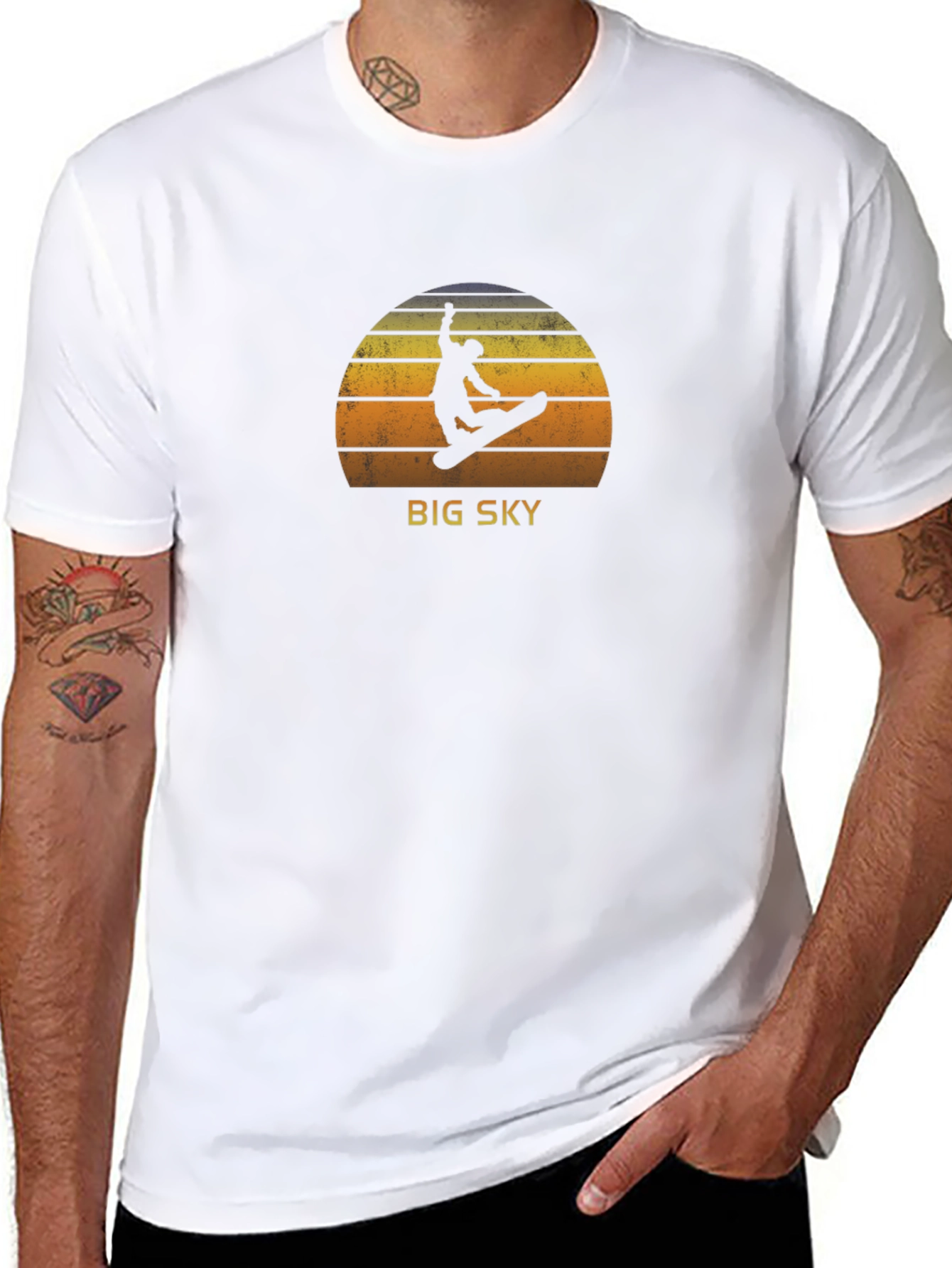 Black Big Sky Retro Snowboarder Graphic Tee view 8