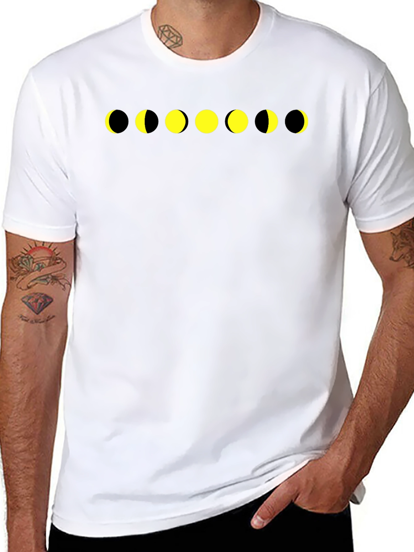 Black Lunar Phase Graphic Tee - Black Cotton T-Shirt view 8