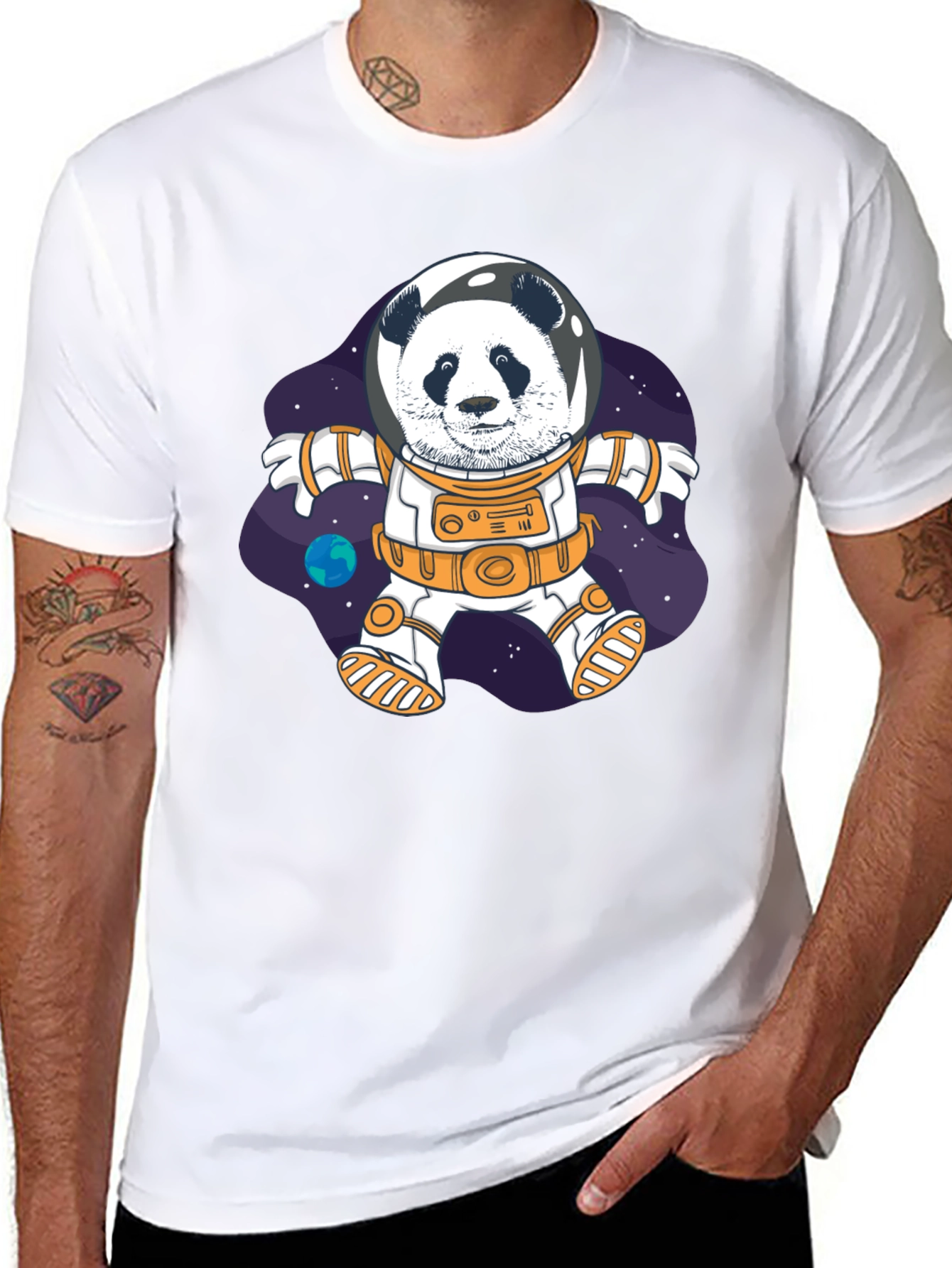Black Panda Astronaut T-Shirt - Space Explorer Tee view 8