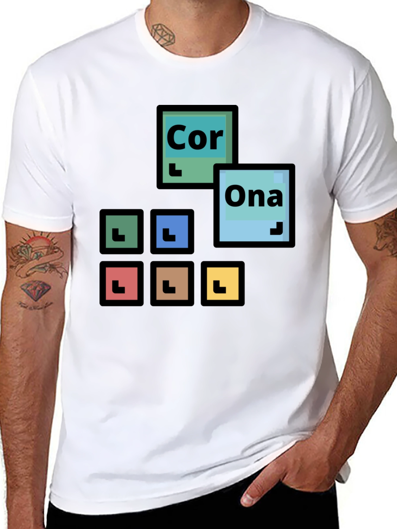 Black Periodic Table Corona T-Shirt - Black Cotton Tee view 8