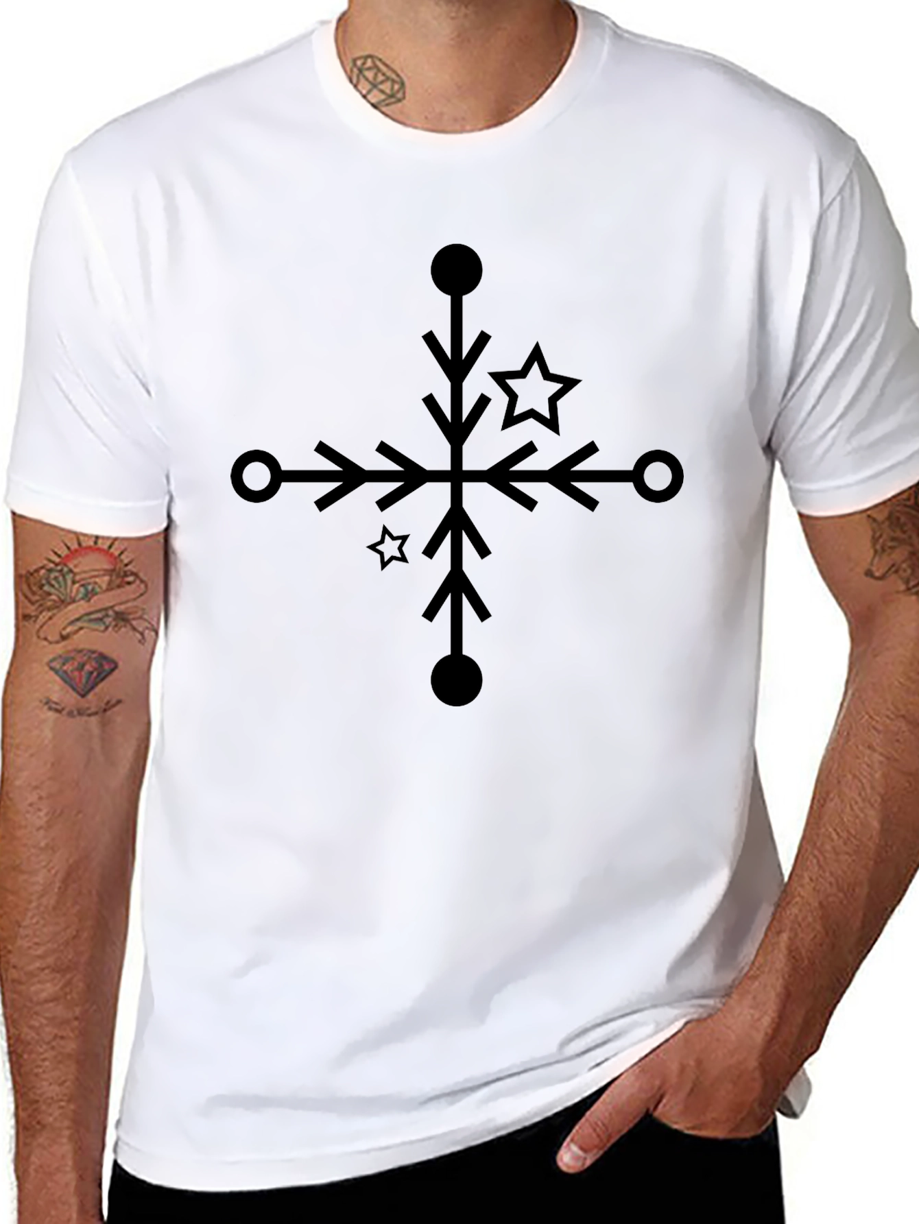 Black Star Snowflake Graphic Tee - Modern Unisex T-Shirt view 8