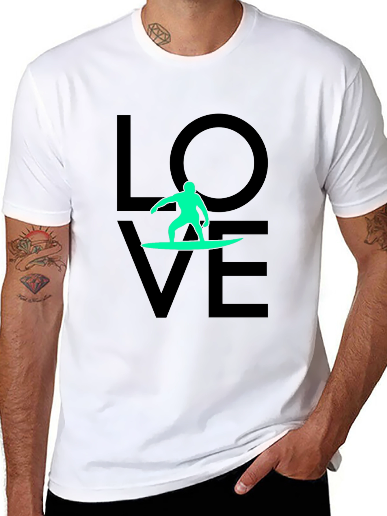 Black Love Surfing Black T-Shirt view 8