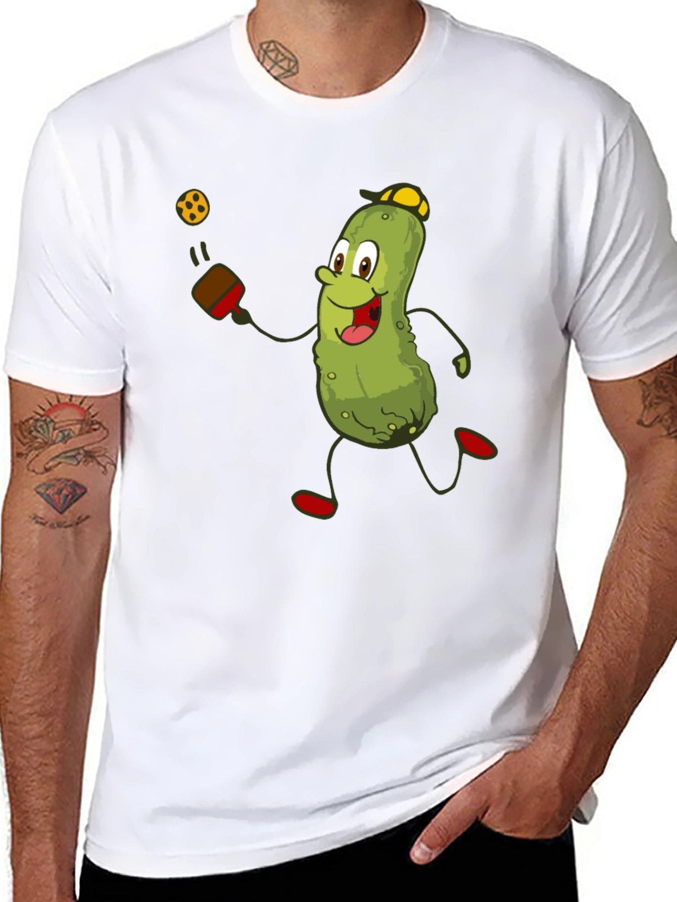 Black Pickleball Pickle T-Shirt - Funny Cartoon Player Tee view 8