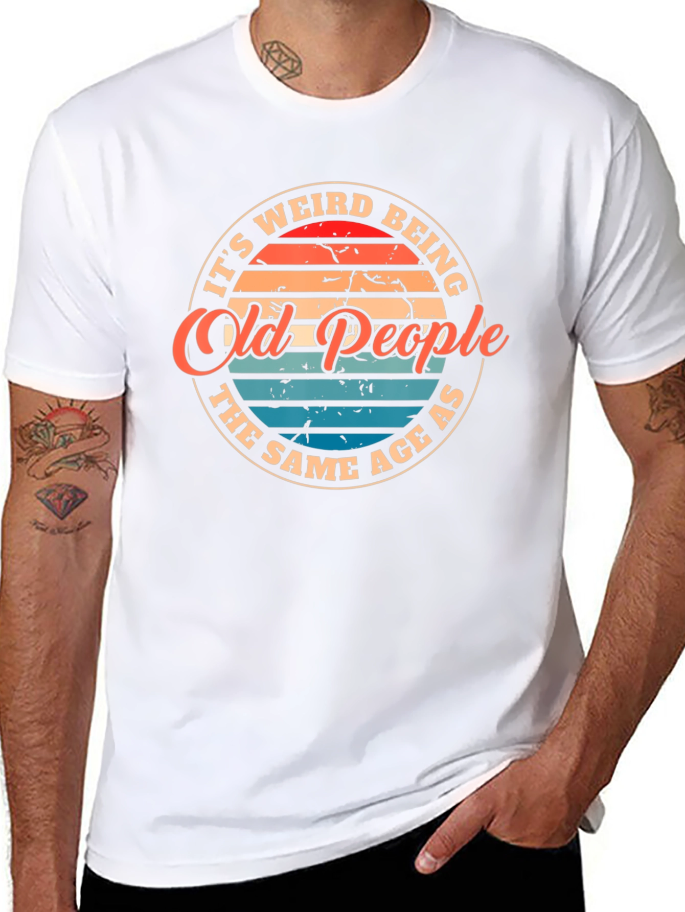Black Funny Old People T-Shirt - "It's Weird Being The Same Age As Old People" view 8