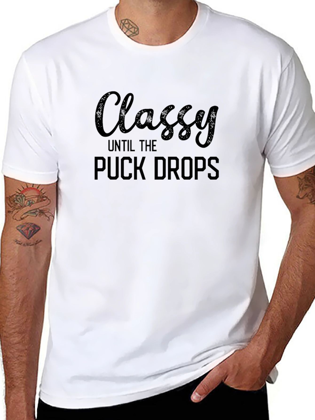 Black Classy Until the Puck Drops Black T-Shirt view 8