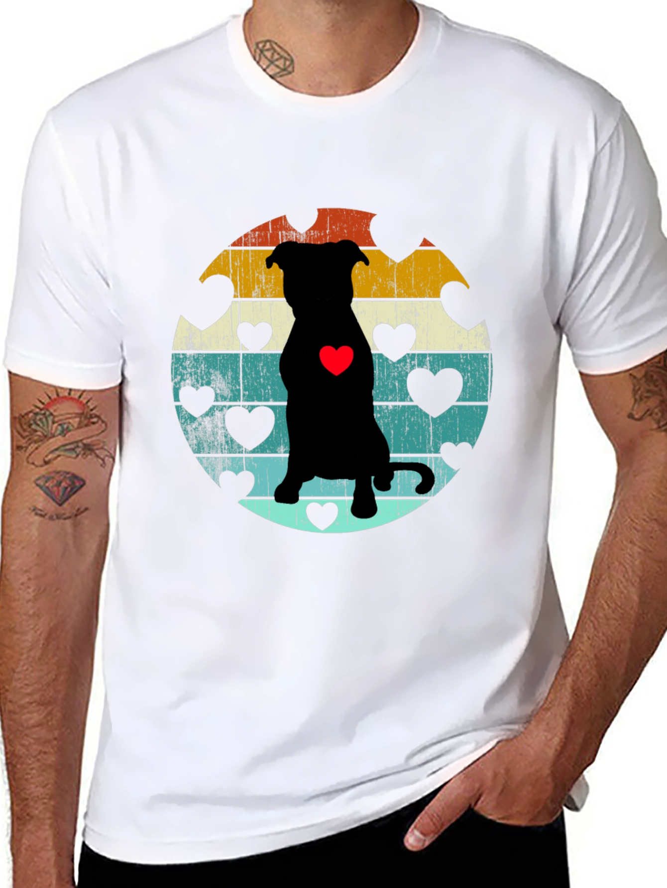 Black Retro Dog Lover T-Shirt view 8