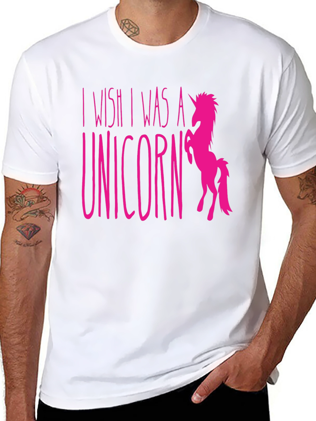Black I Wish I Was a Unicorn Graphic T-Shirt view 8