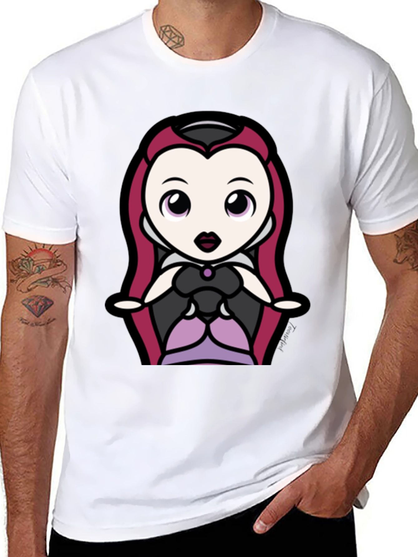 Black Cute Cartoon Villain Tee - Black Cotton view 8