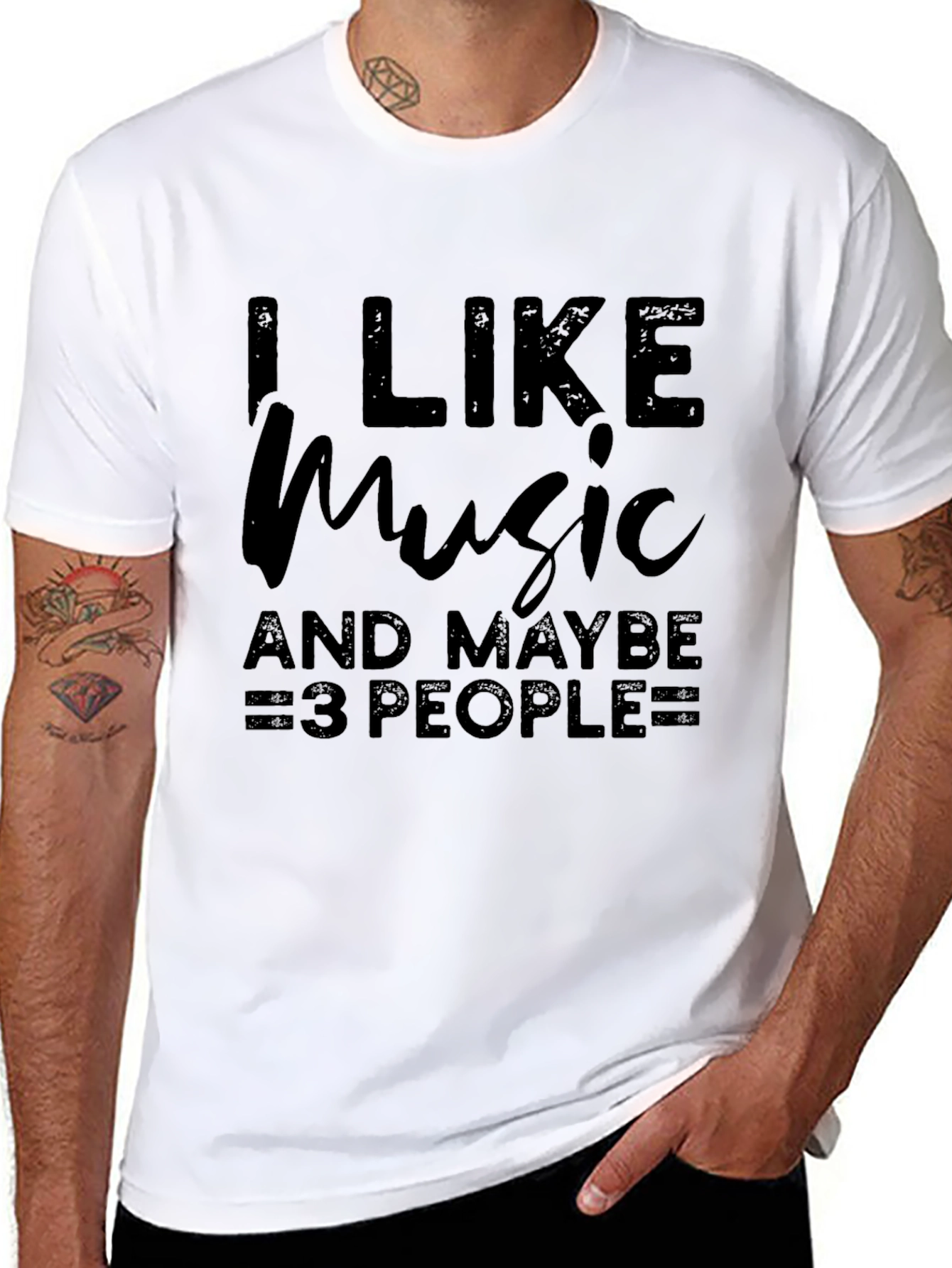 Black I Like Music And Maybe 3 People T-Shirt view 8