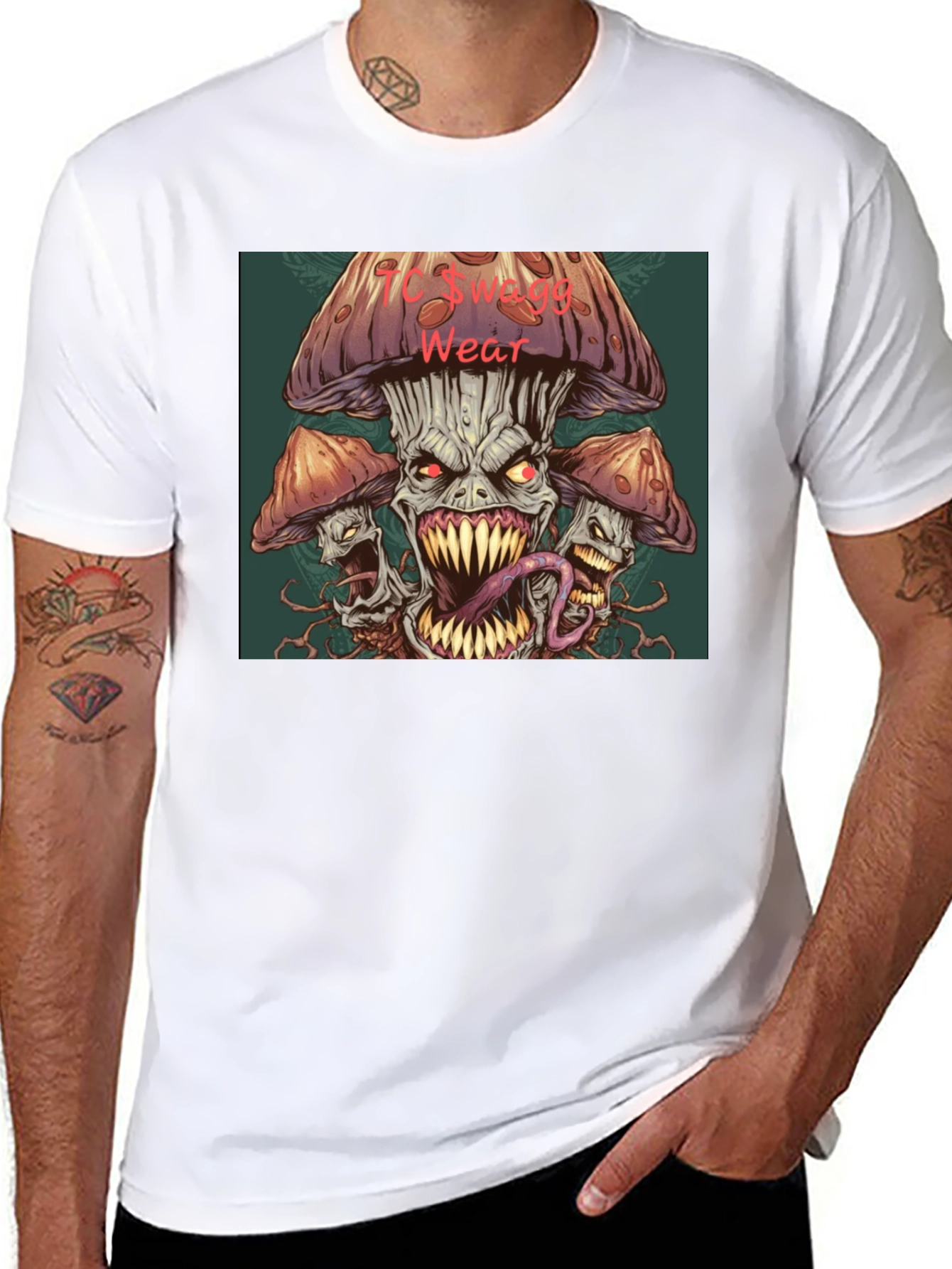Black Monster Mushroom Graphic Tee view 8