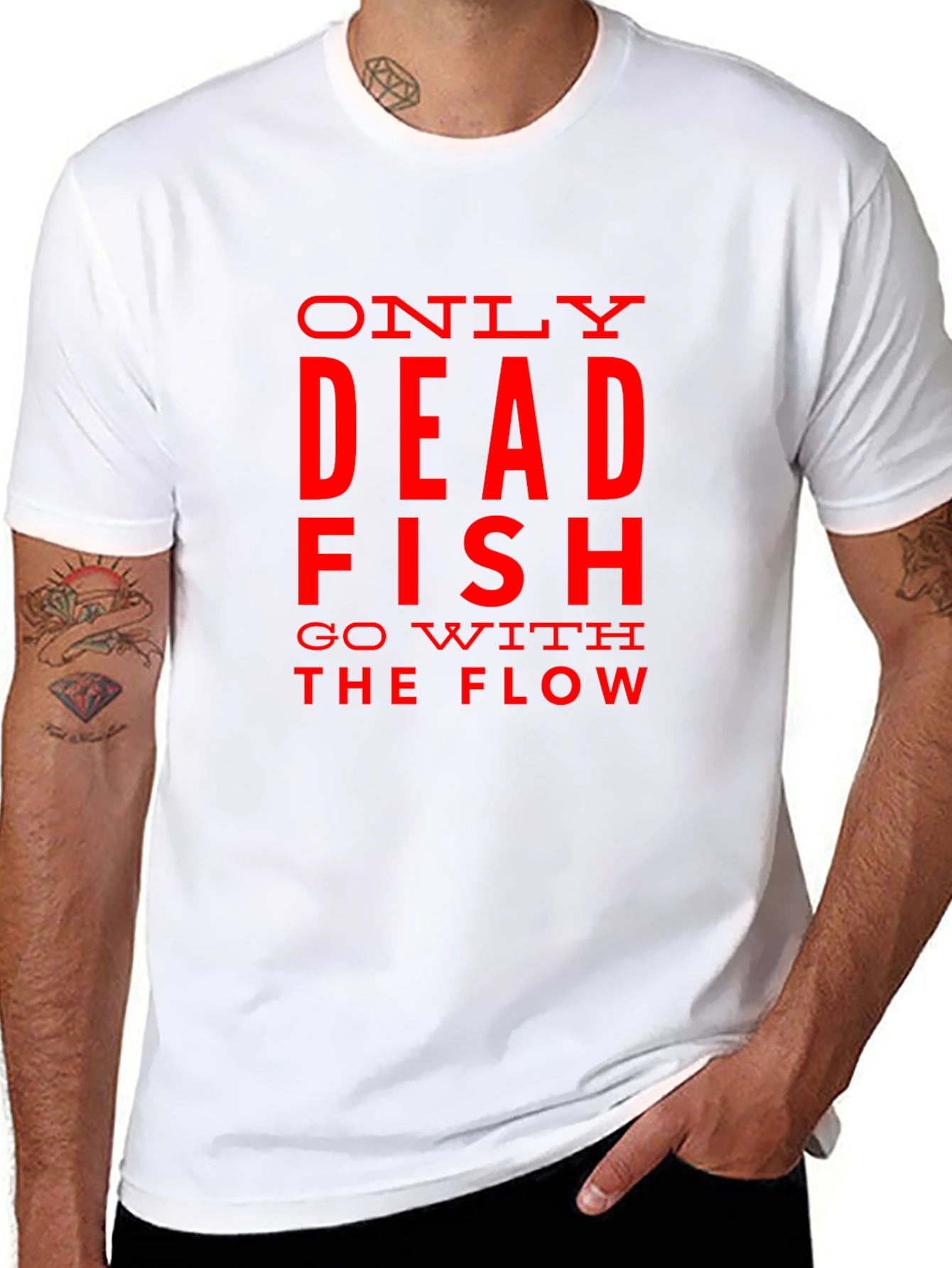 Black Only Dead Fish Go with the Flow Graphic T-Shirt view 8