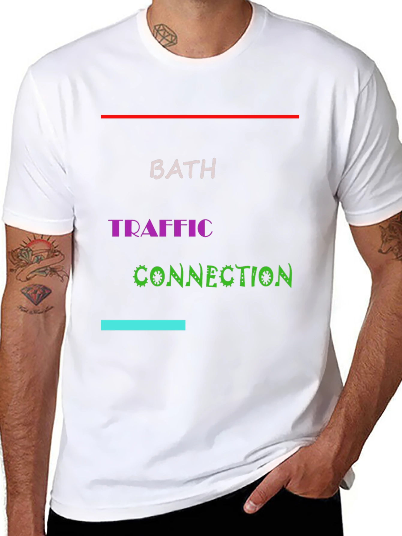 Black Bath Traffic Connection T-Shirt - Unique Graphic Tee view 8