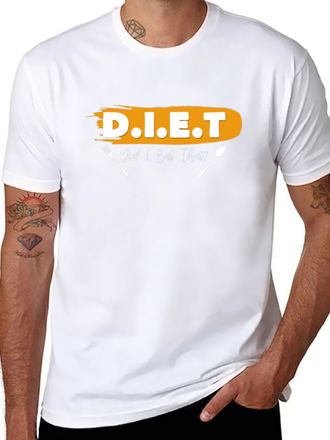 Black Funny Diet T-Shirt - Did I Eat That? Black Cotton Tee view 8