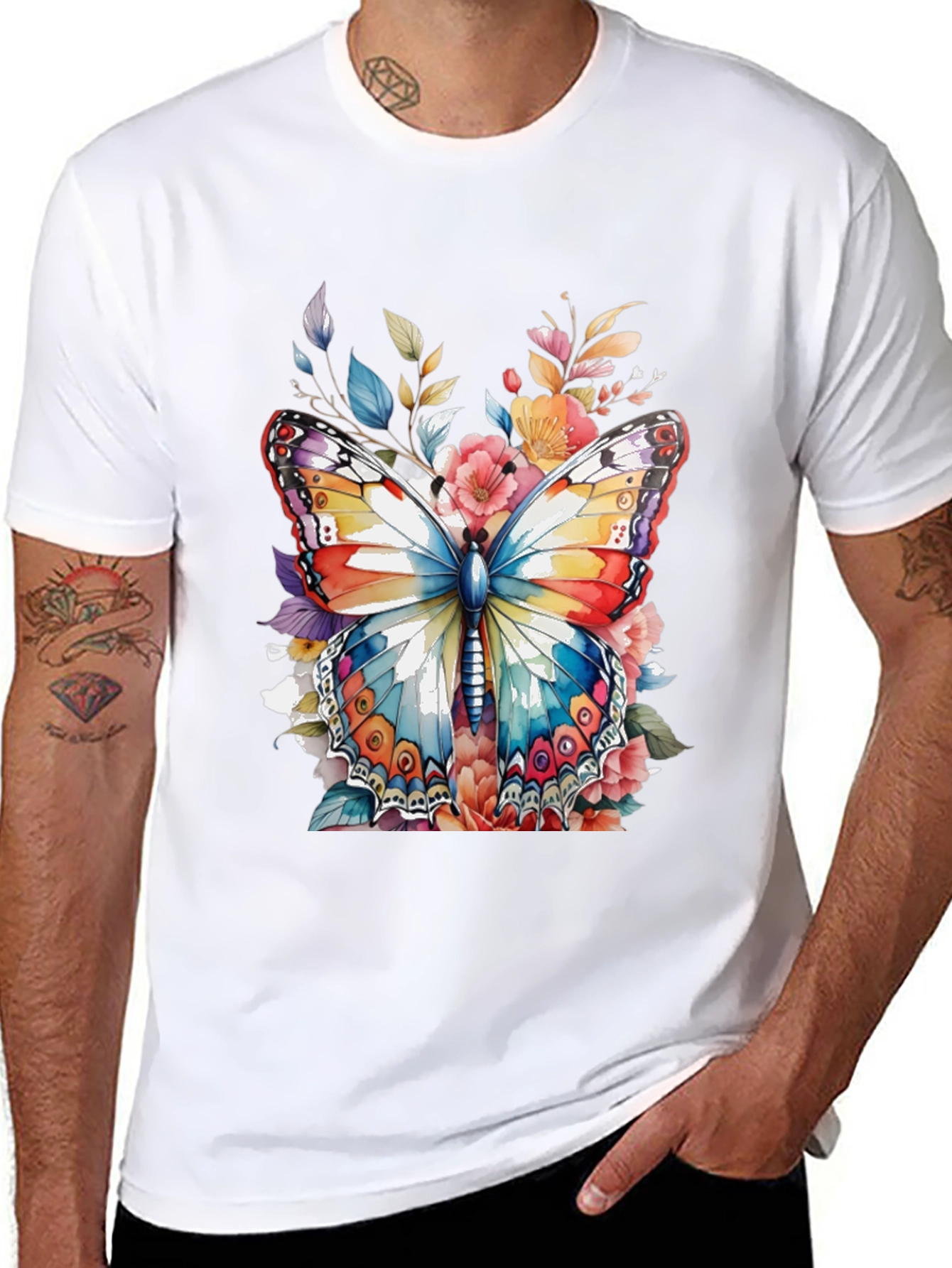 Black Butterfly Floral Graphic Tee view 8