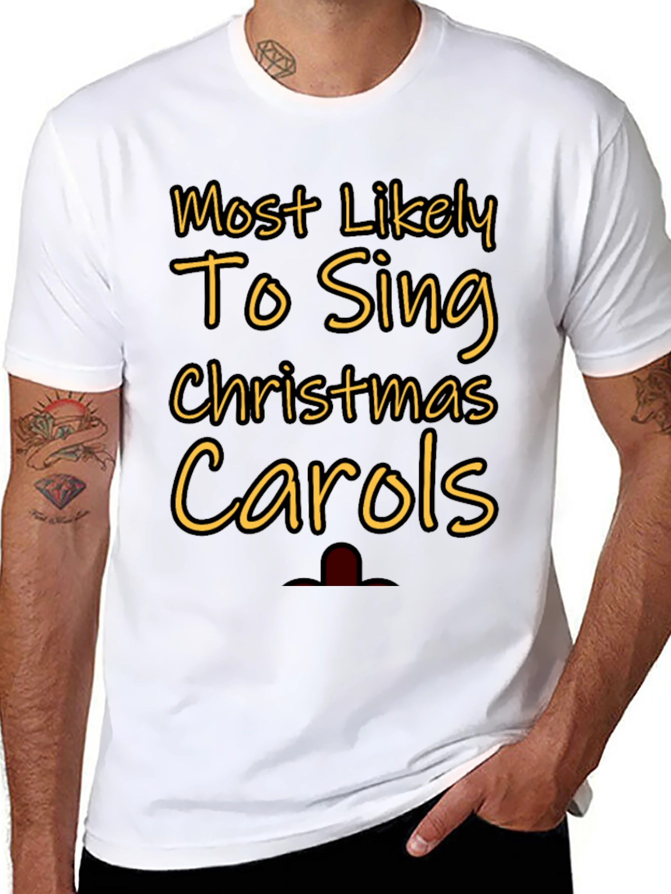 Black Most Likely To Sing Christmas Carols Graphic Tee view 8