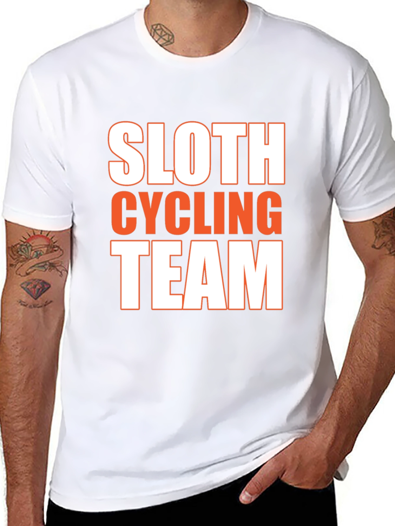 Black Sloth Cycling Team Funny Graphic T-Shirt view 8