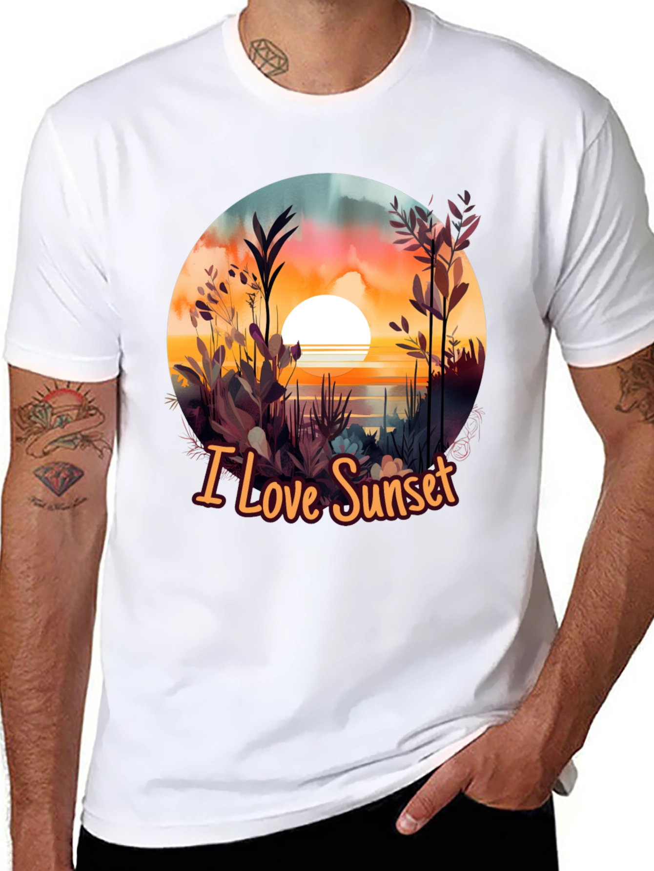 Black I Love Sunset Graphic Tee - Black view 8