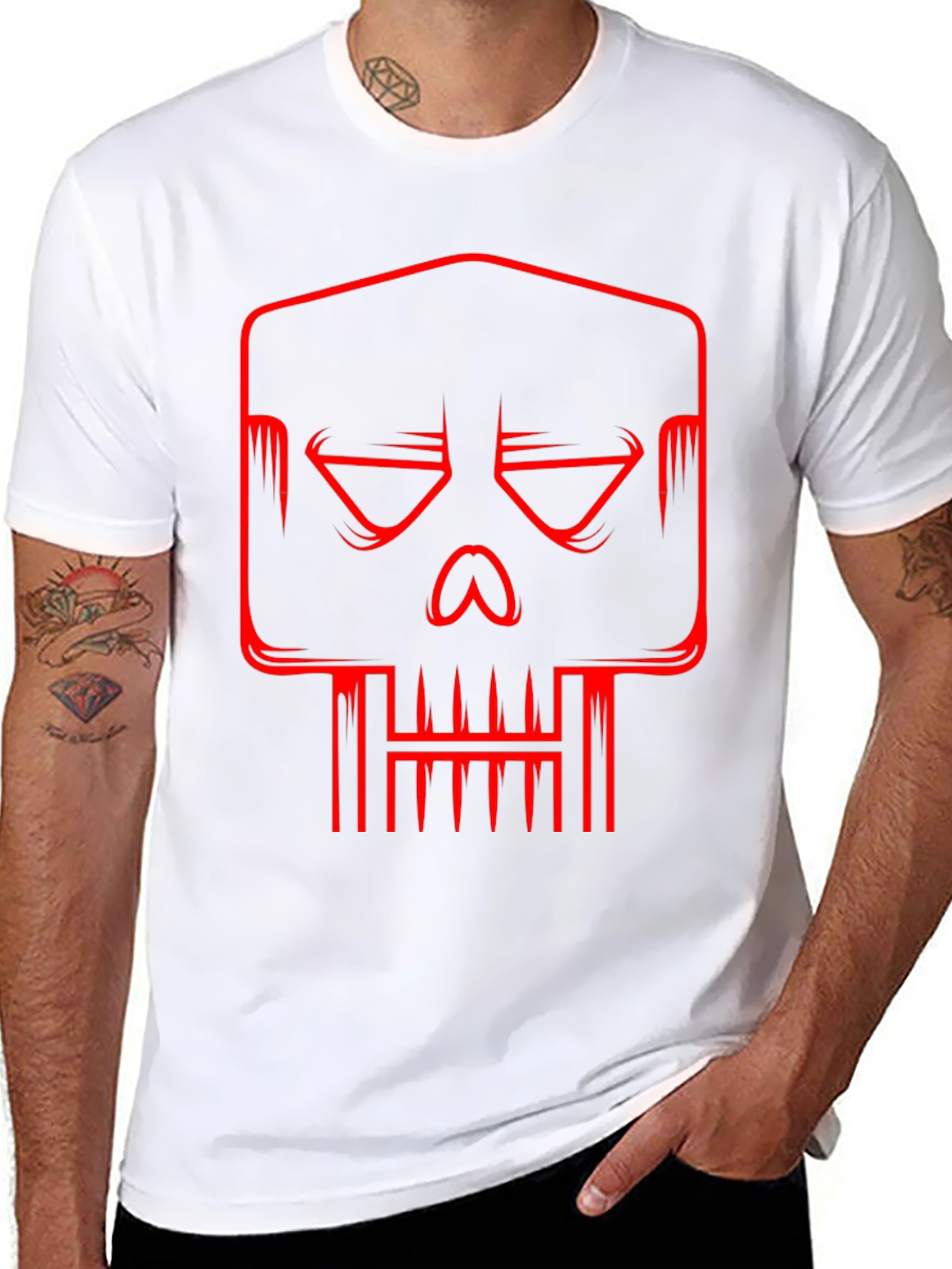 Black Red Skull Graphic Black T-Shirt view 8