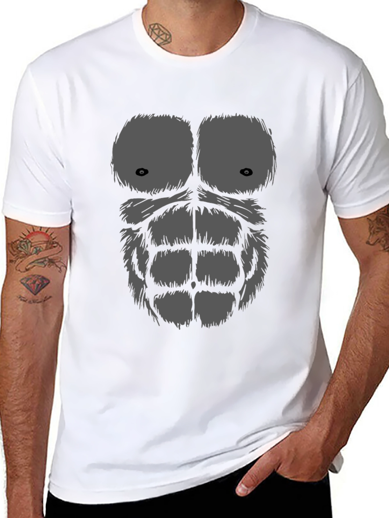 Black Funny Gorilla Chest Graphic T-Shirt view 8
