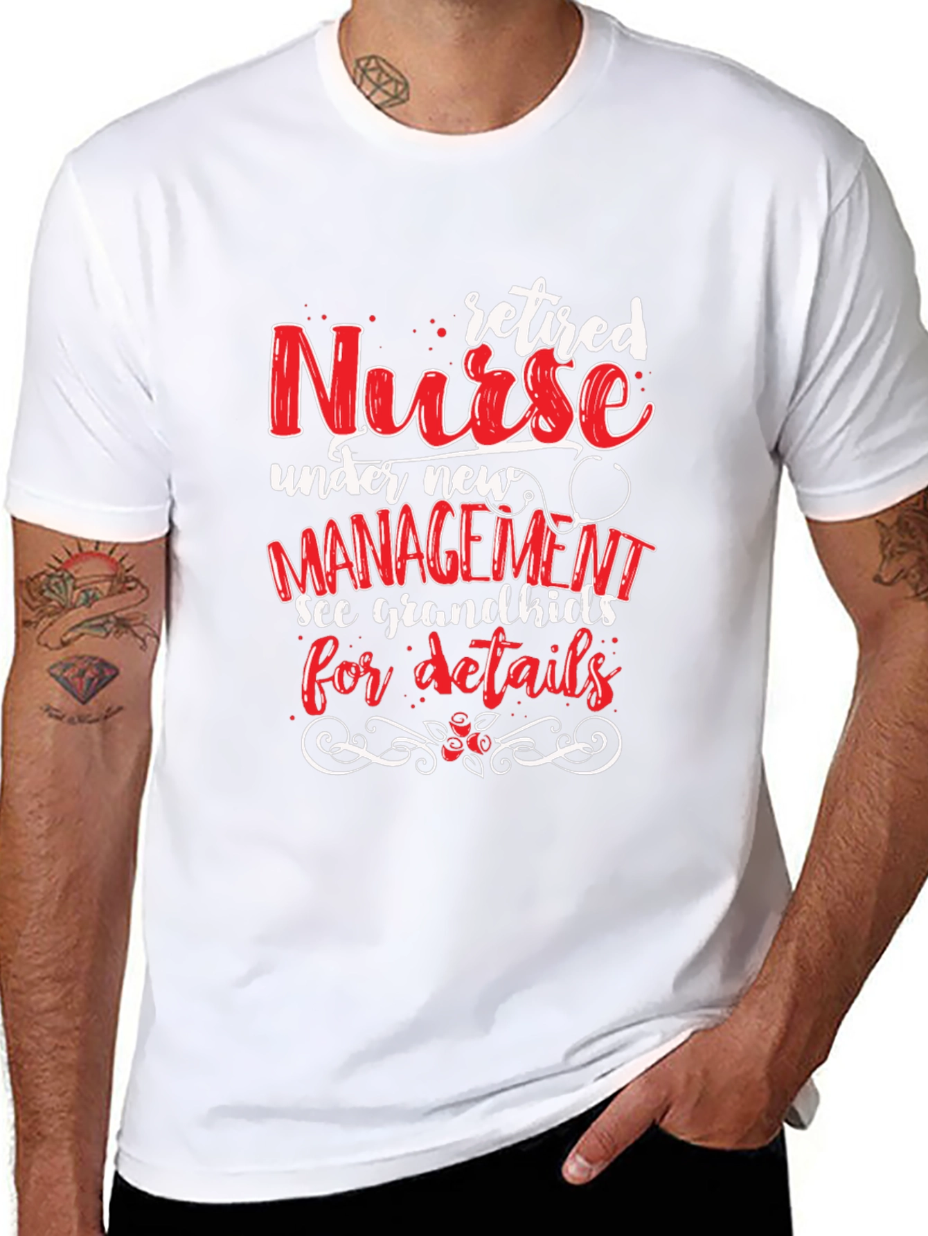 Black Retired Nurse T-Shirt: Grandkids Management view 8