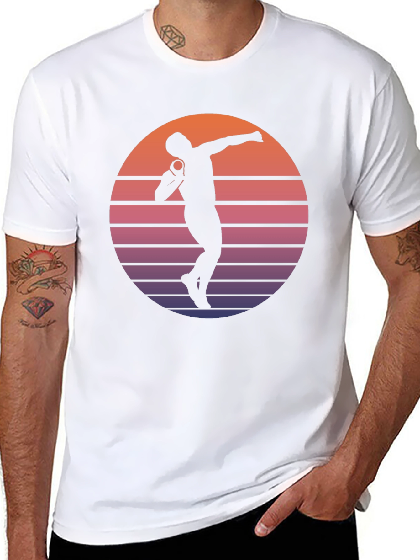Black Retro Shot Put T-Shirt view 8
