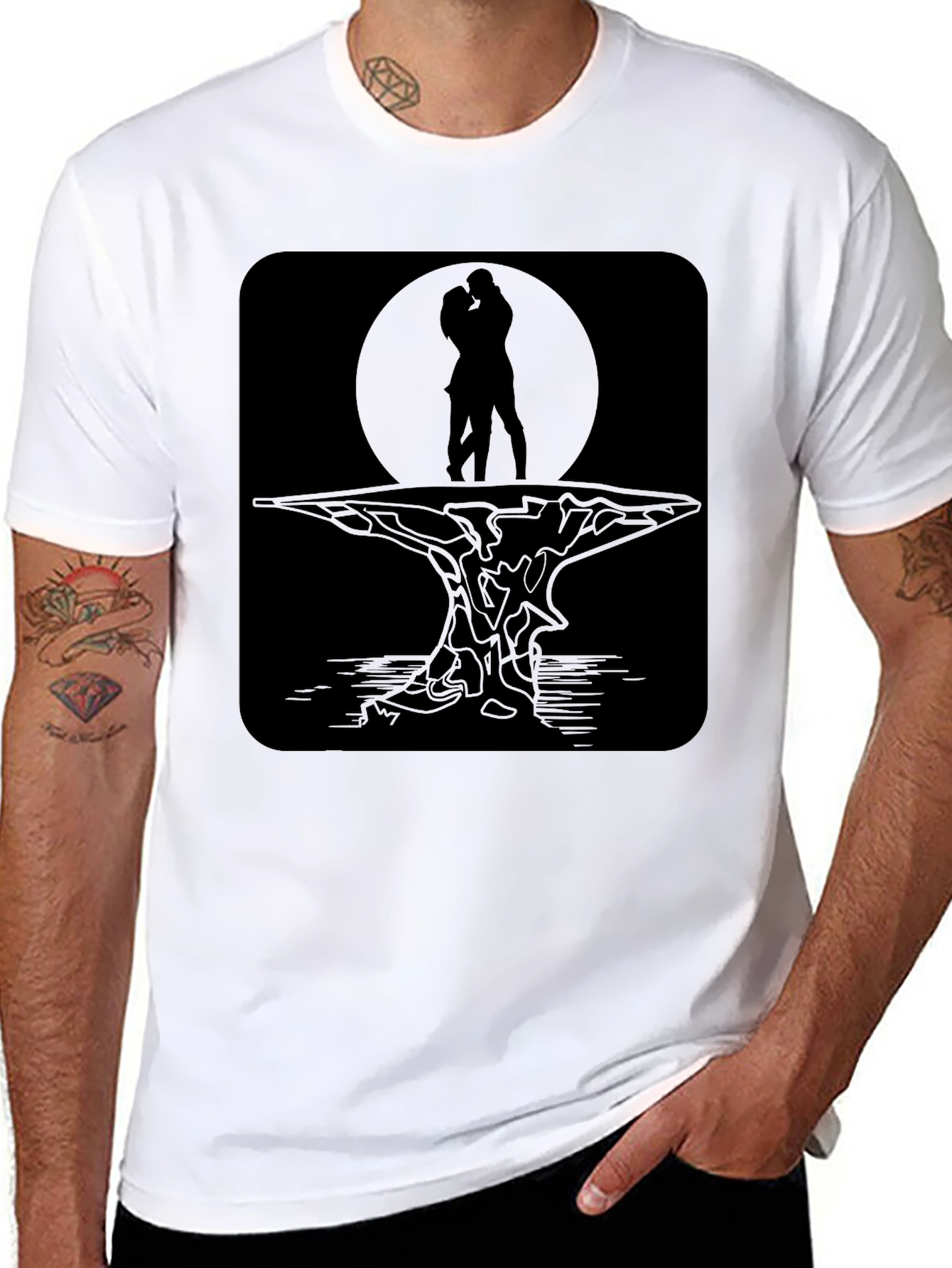 Black Romantic Silhouette Graphic Tee view 8