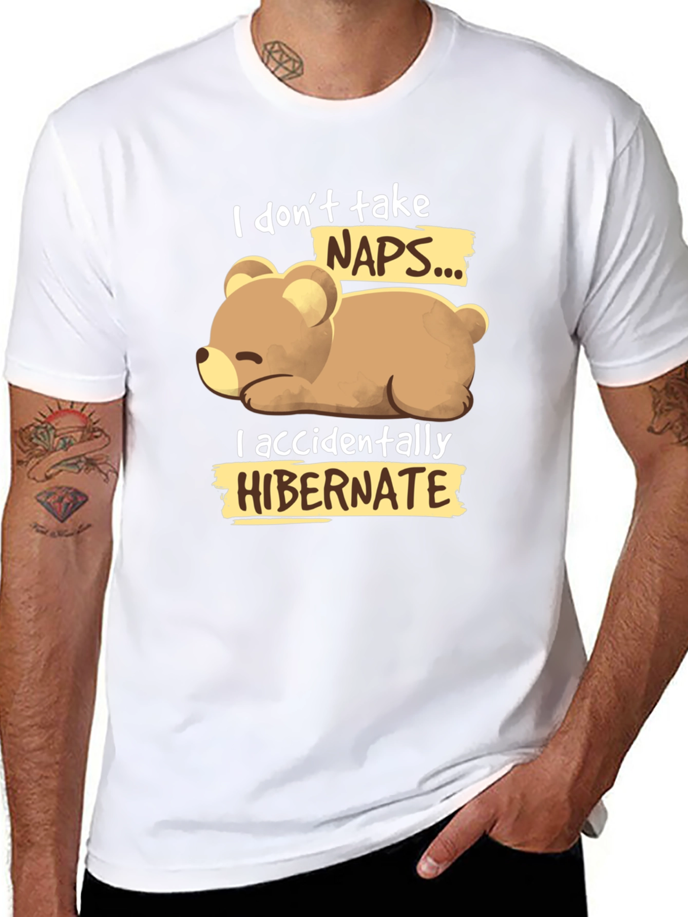 Black Funny Bear Hibernation T-Shirt - Novelty Sleep Tee view 8