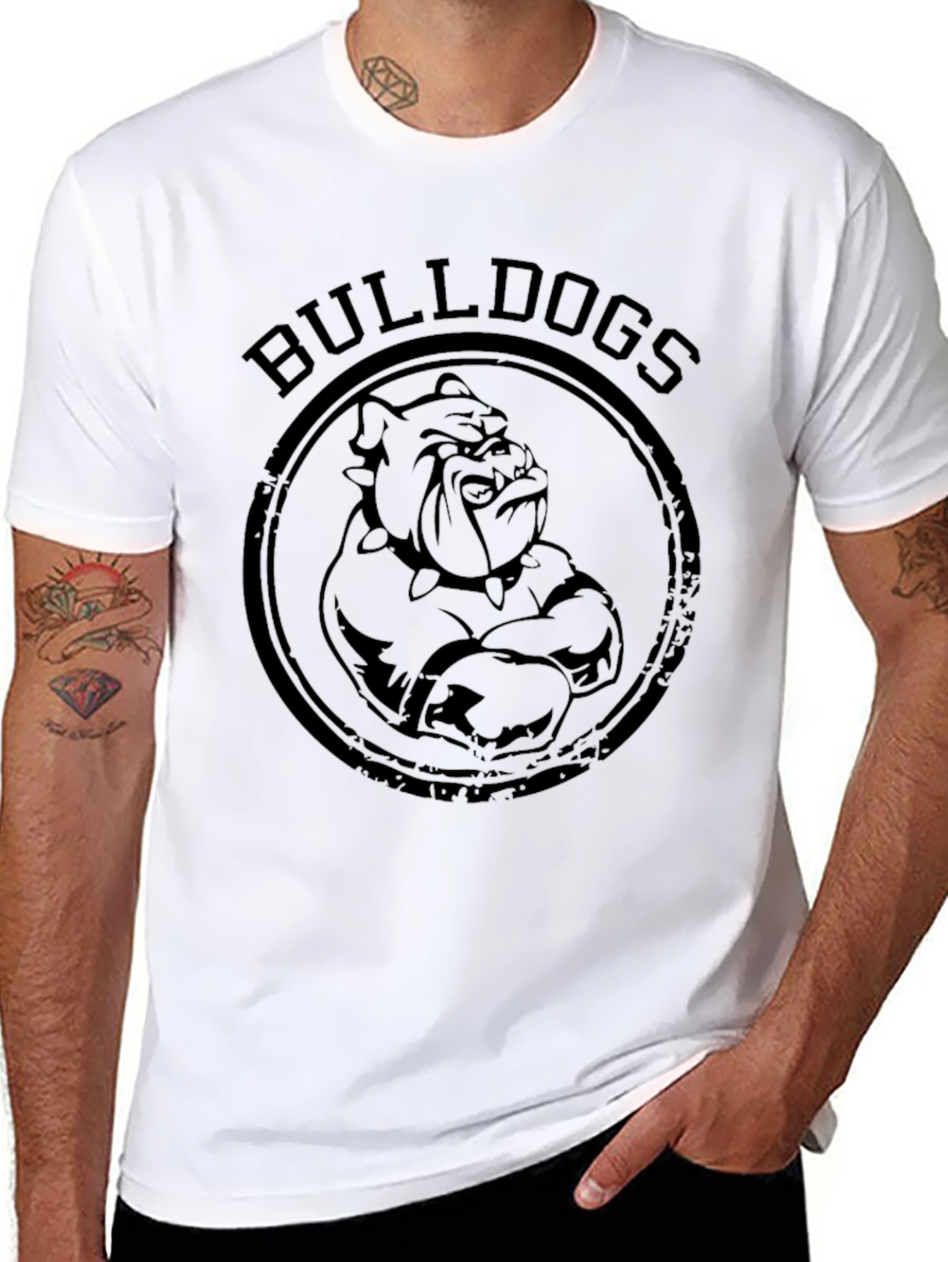 Black Bulldogs Graphic Print T-Shirt - Classic Design view 8