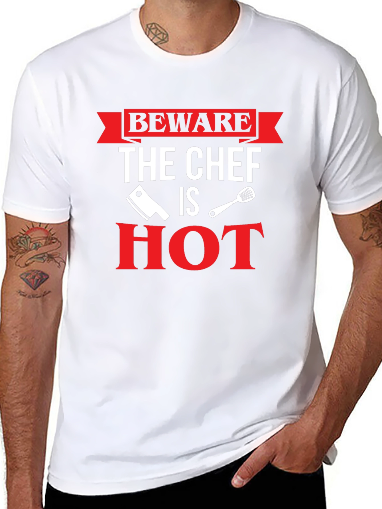 Black Beware The Chef Is Hot T-Shirt view 8