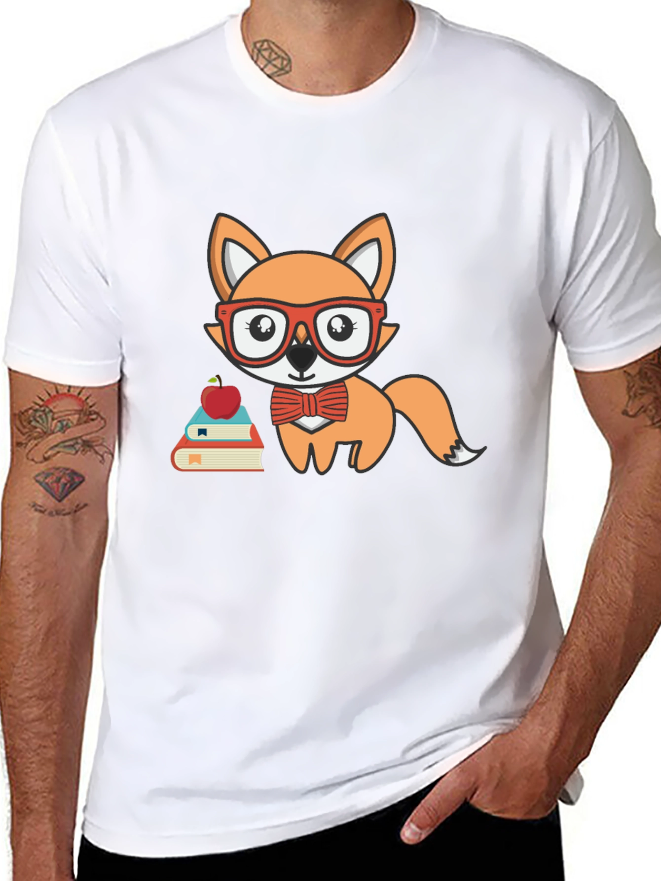 Black Smart Fox Teacher T-Shirt view 8
