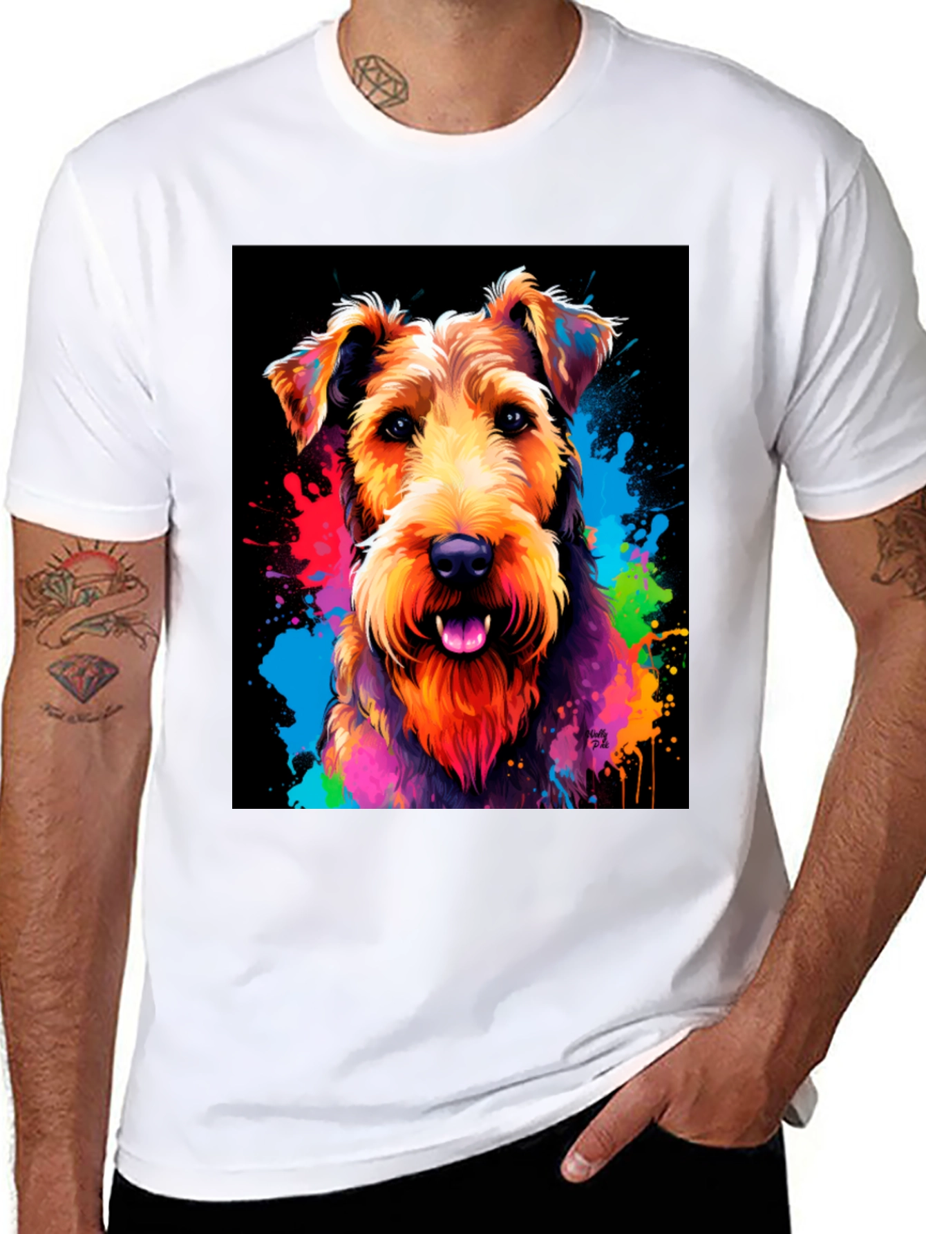 Black Colorful Dog Graphic T-Shirt view 8