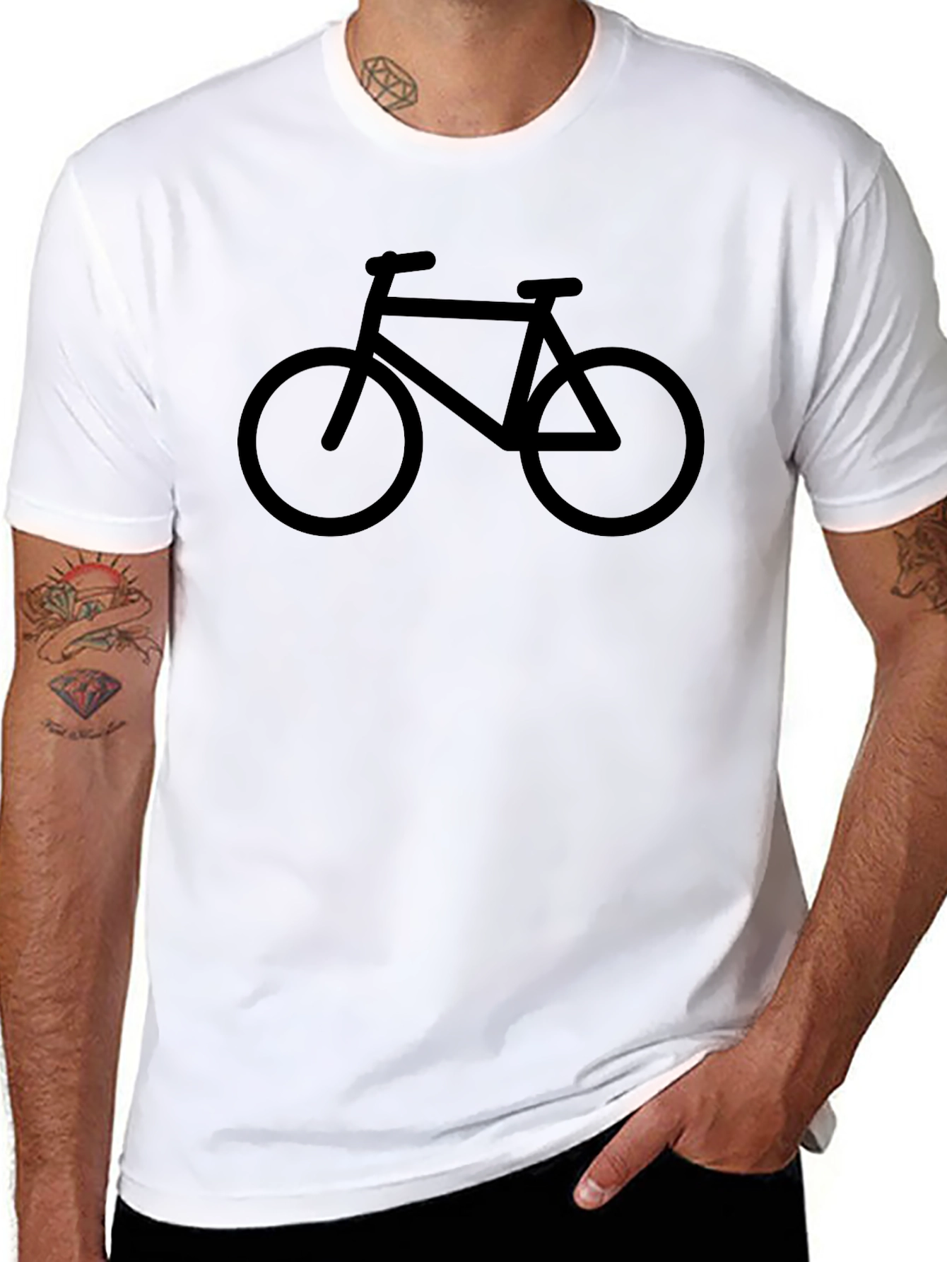Black Men's Black Bicycle Graphic Tee view 8