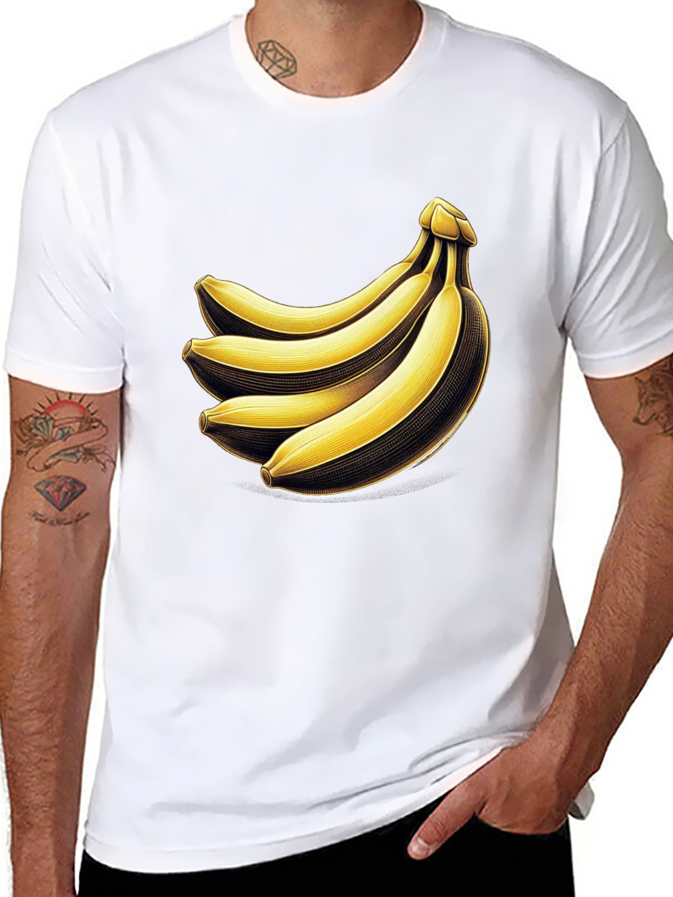 Black Banana Bunch Graphic Tee - Quirky Unisex T-Shirt view 8
