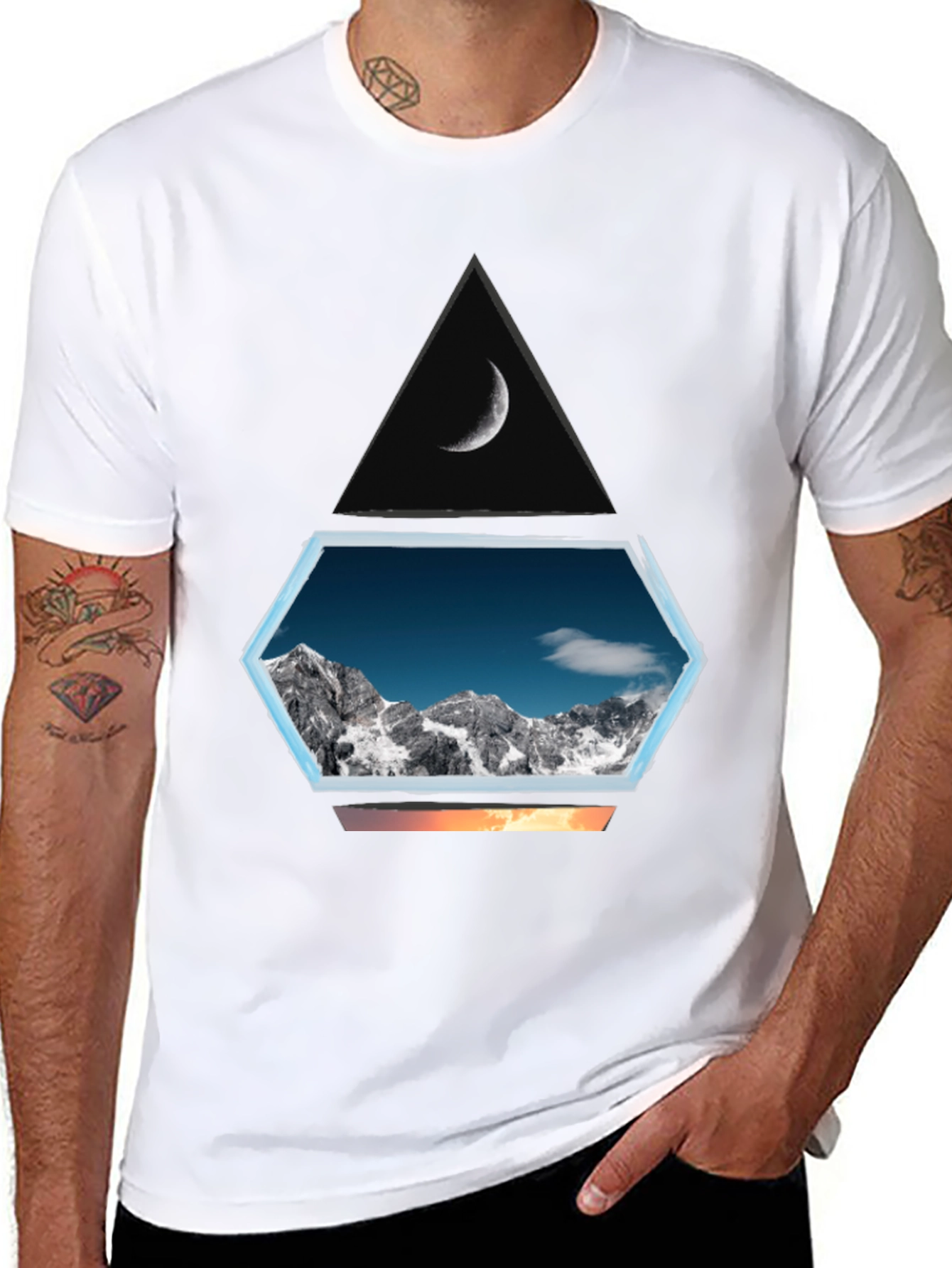 Black Mountainscape Graphic Tee - Black Cotton Blend view 8