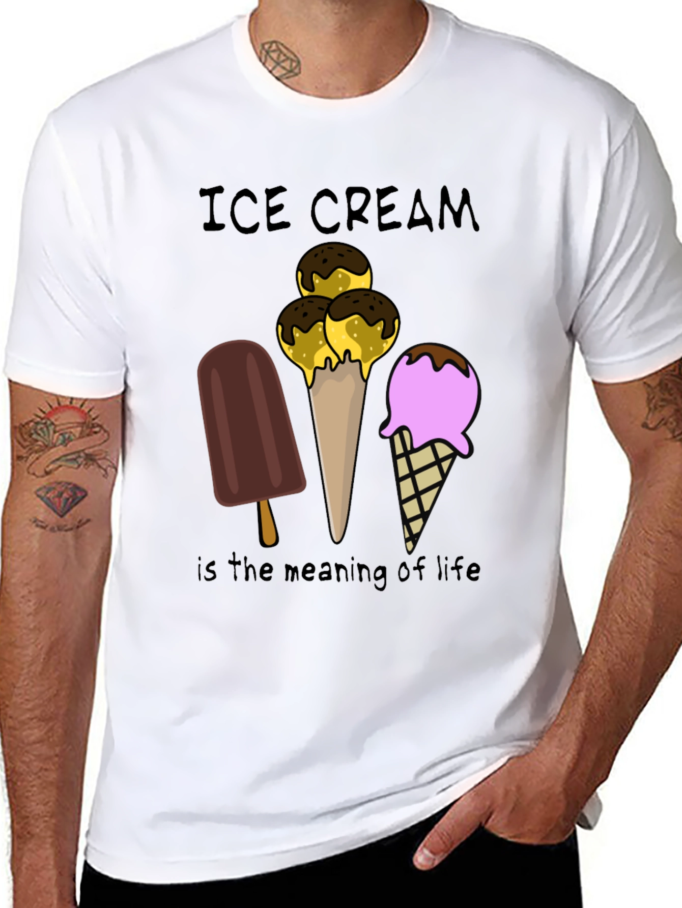 Black Ice Cream Meaning of Life T-Shirt view 8
