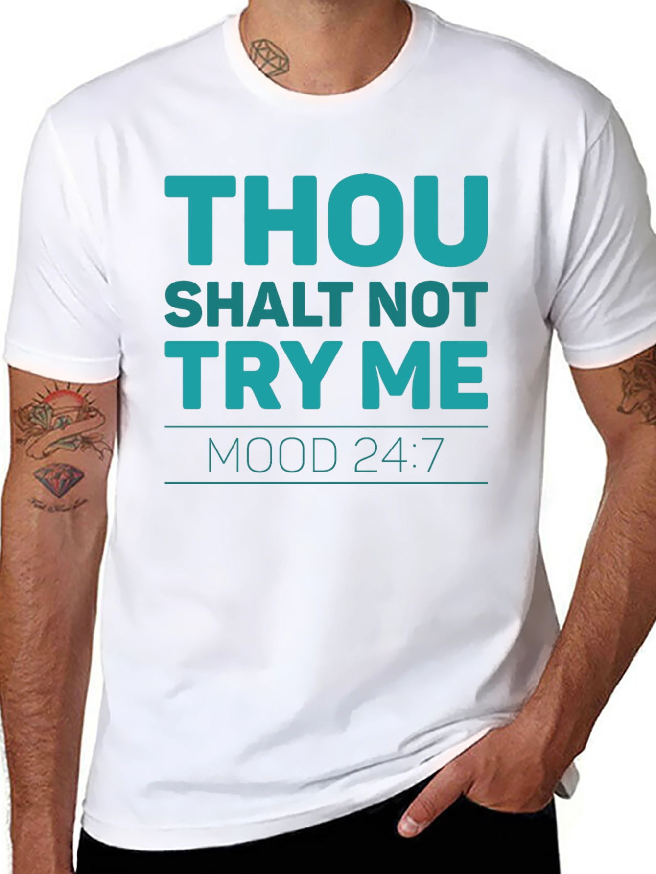 Black Thou Shalt Not Try Me T-Shirt - Unisex Casual Tee view 8