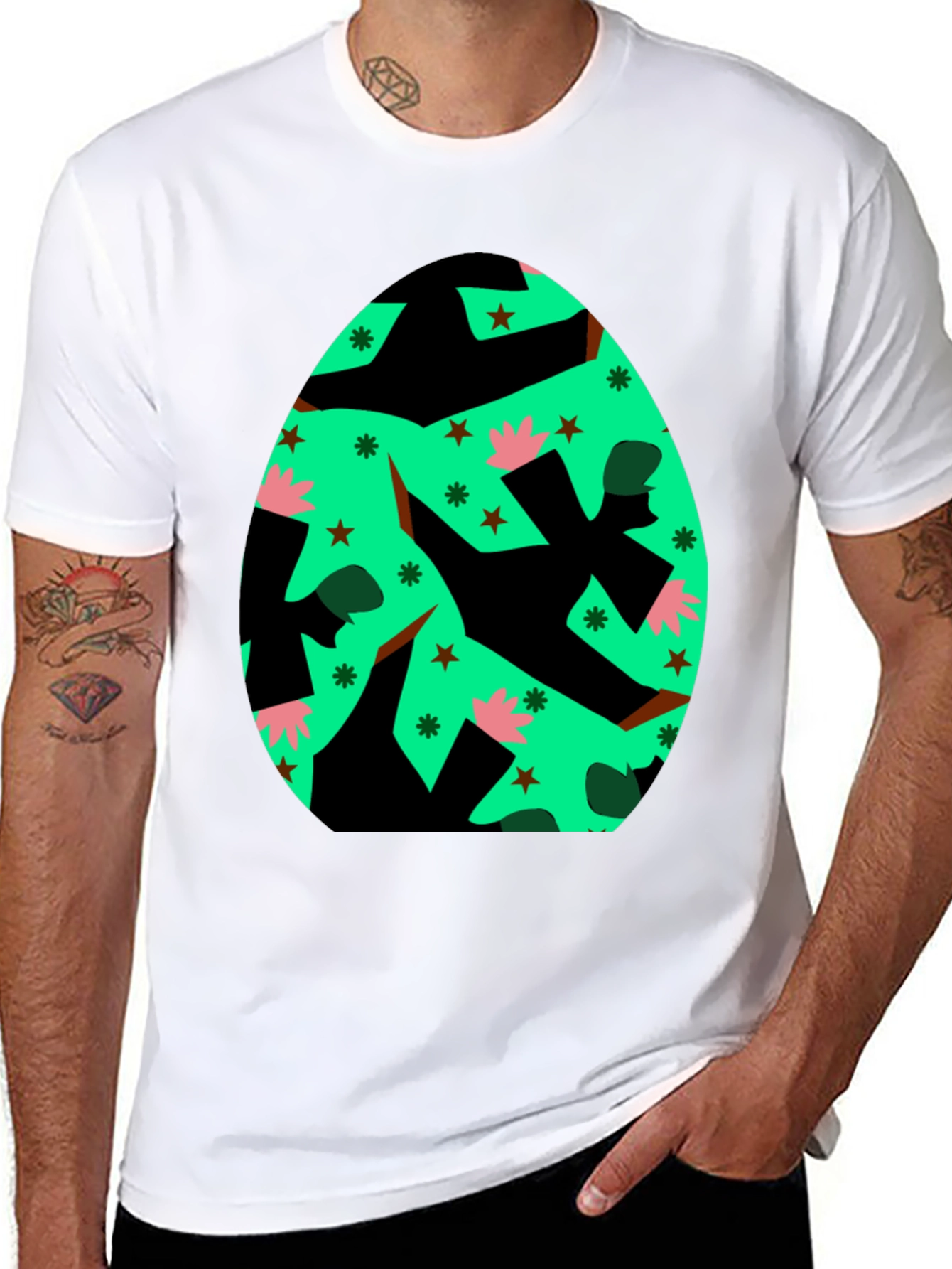 Black Novelty Easter Egg Graphic Tee - Black view 8