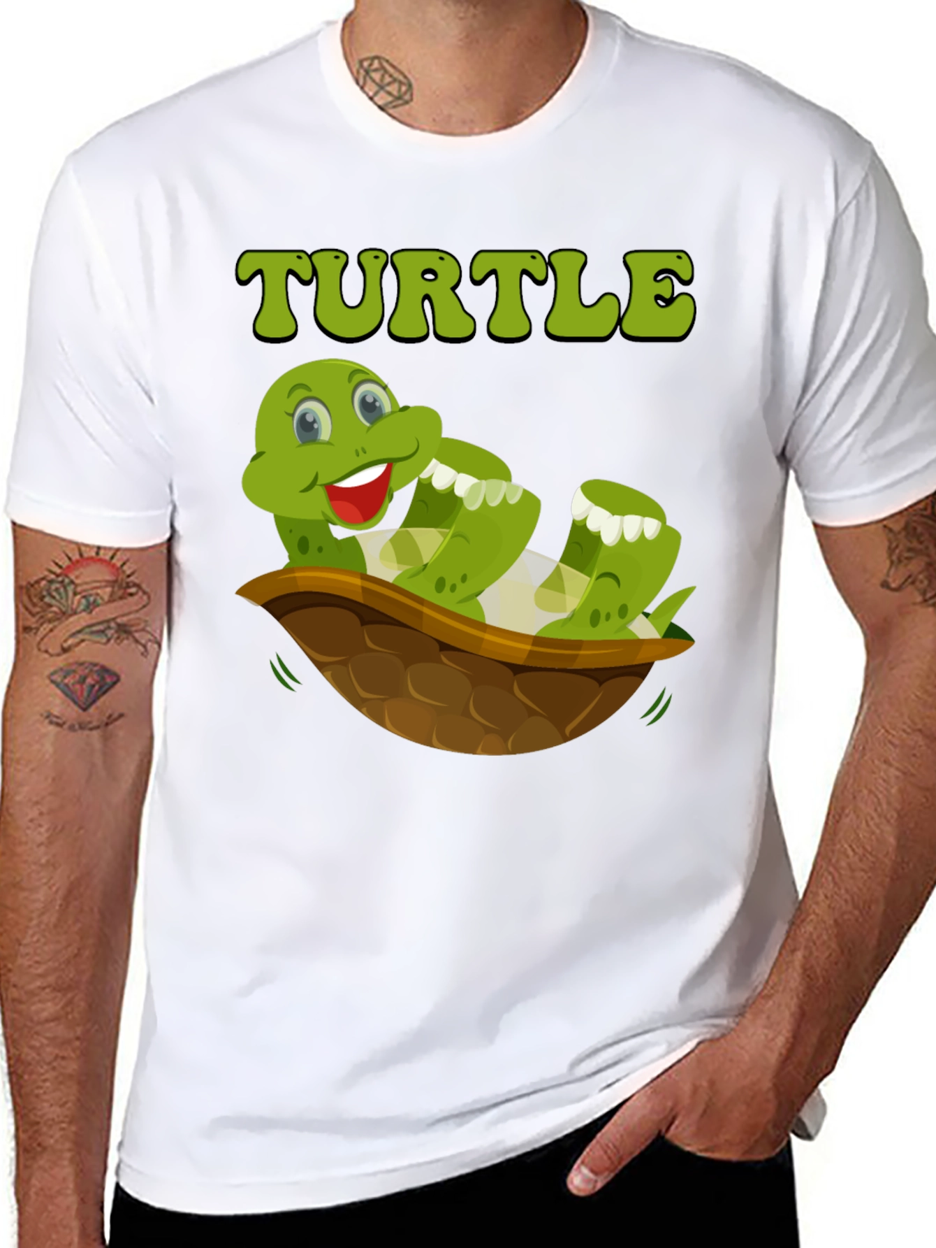 Black Funny Turtle T-Shirt - Cartoon Graphic Tee view 8